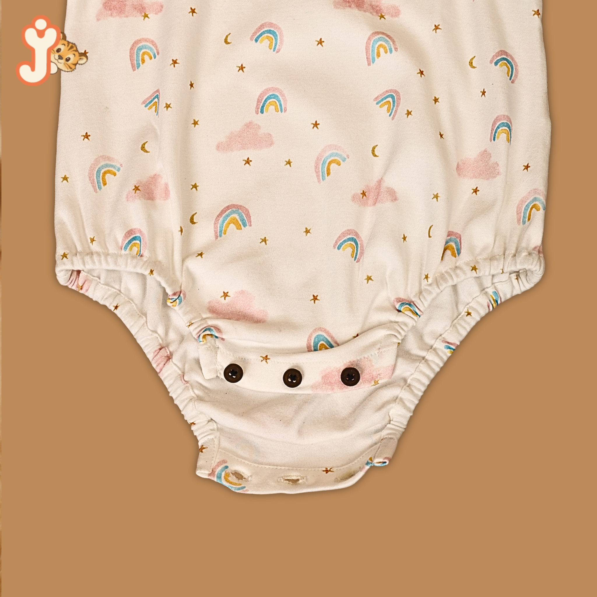 Junioryou Organic Cotton Ruffeled Onesie for girls - Rainbow Dreams