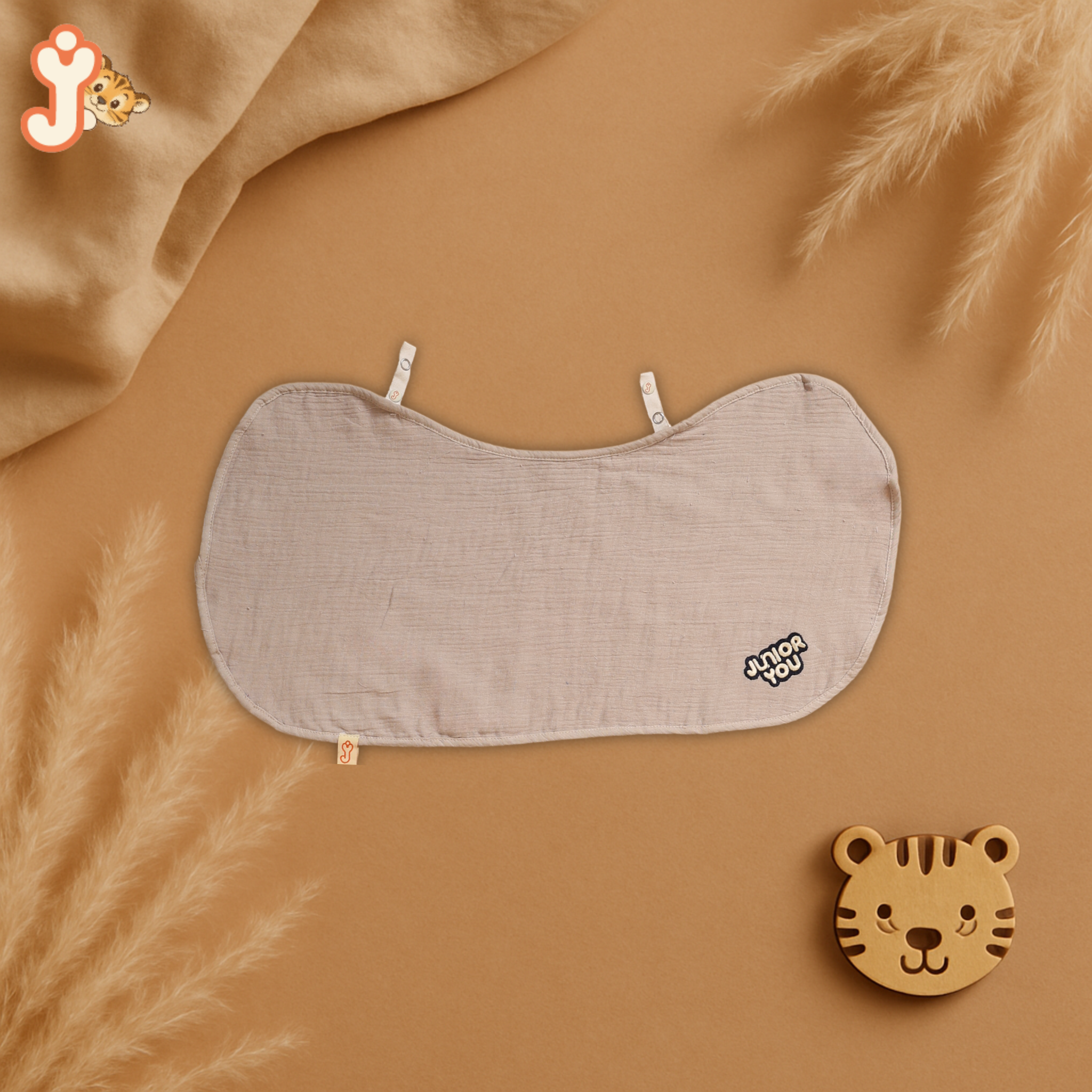 Junioryou Organic Cotton muslin Bib/Burp Cloth for babies - Solid Grey