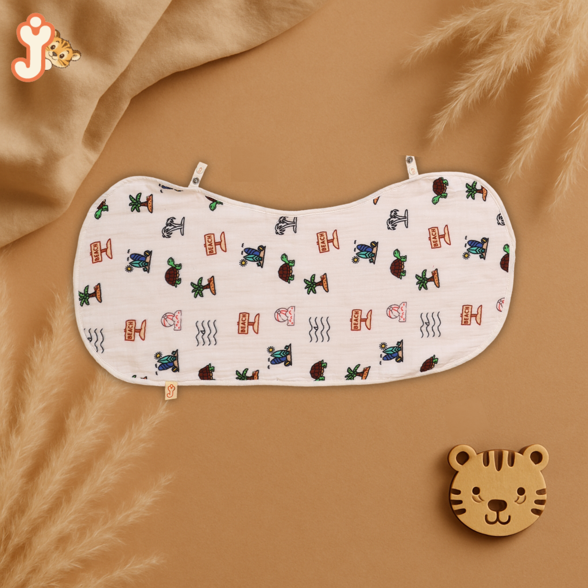 Junioryou Organic Cotton muslin Bib/Burp Cloth for babies - Sandy Toes Holiday