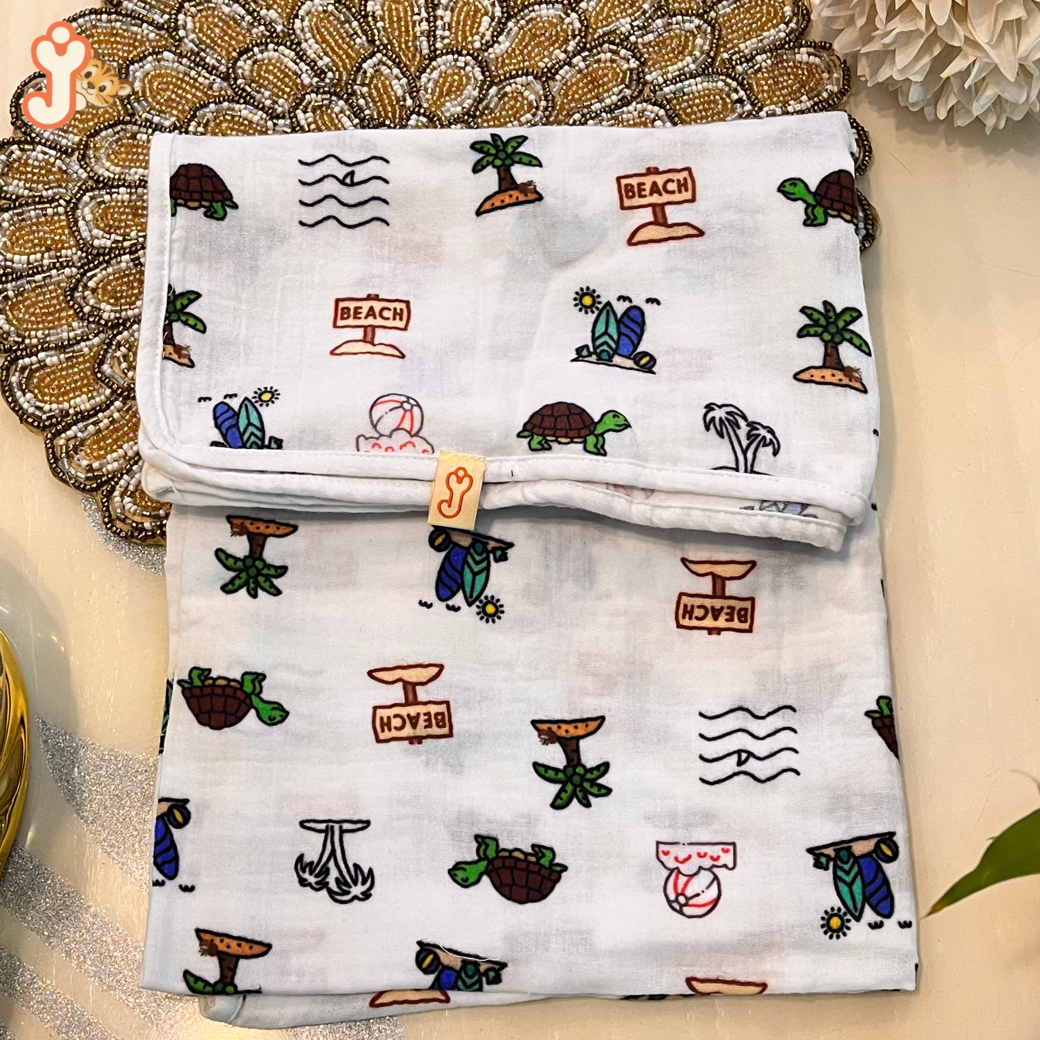 JuniorYou Organic Cotton Muslin Newborn Gift Hamper  – Sandy Toes Holiday