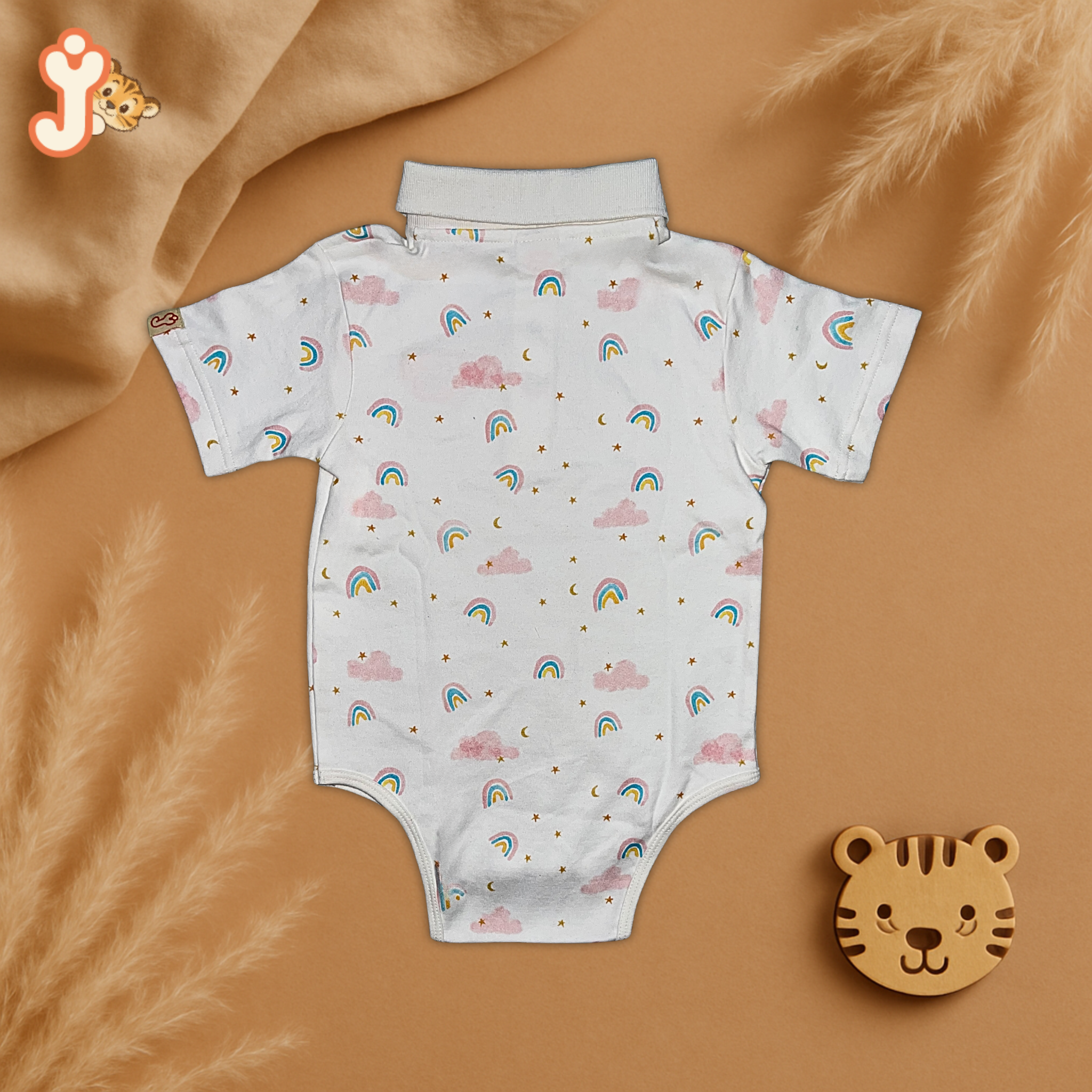 Junioryou Organic Cotton Collared Onesie (Unisex) - Rainbow Dreams