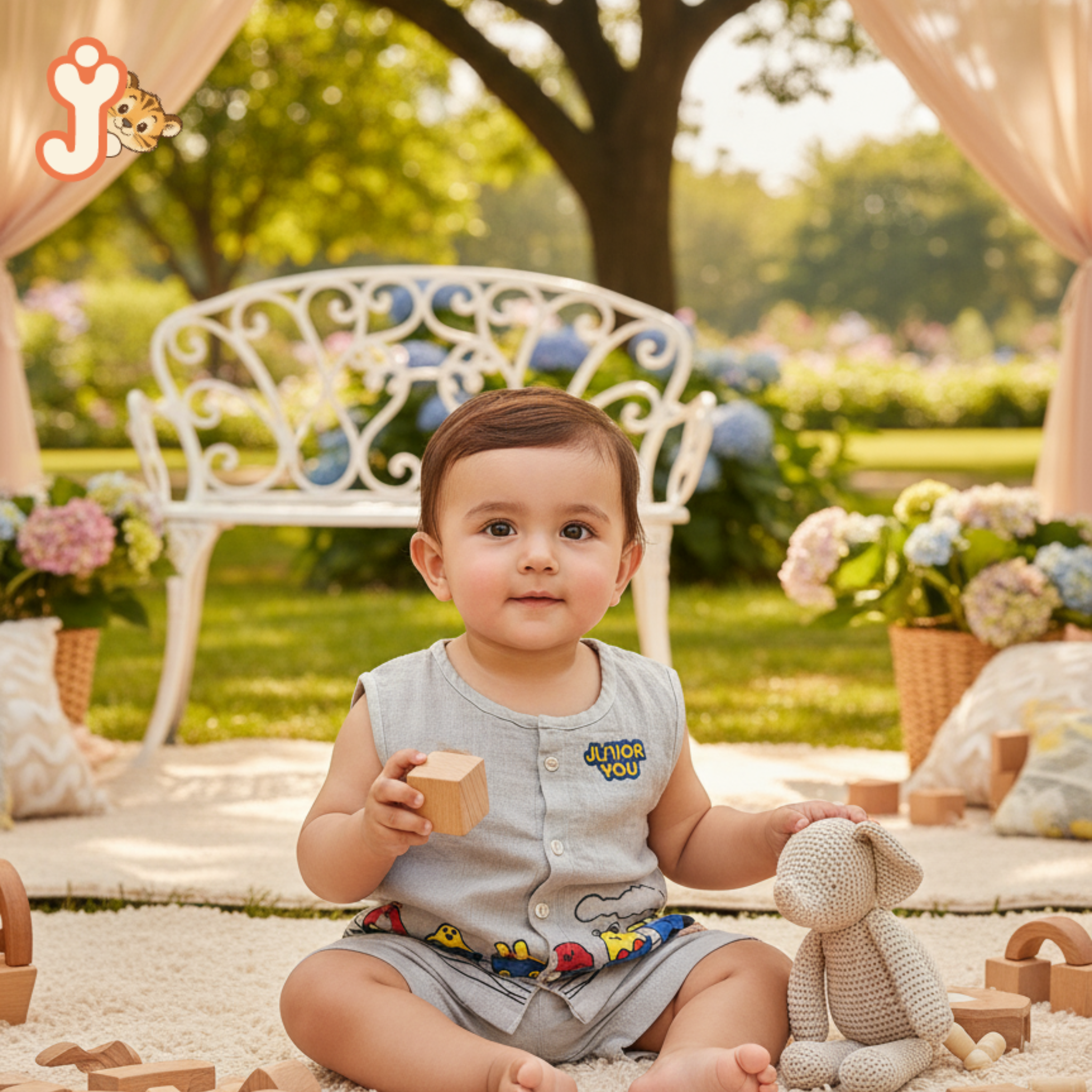 Junioryou Organic Cotton muslin Jhabla set with Shorts (Unisex) - Junioryou Express