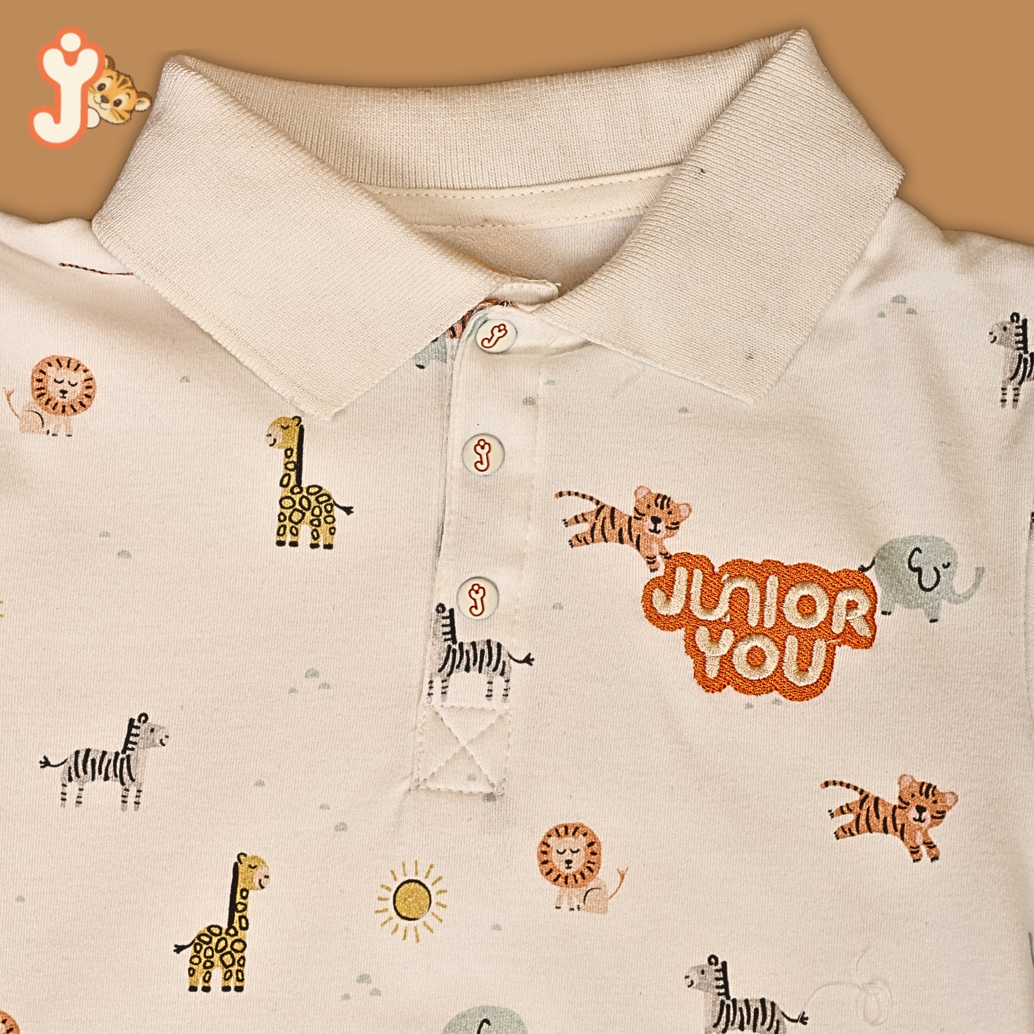 Junioryou Organic Cotton Collared Onesie (Unisex) - Wild Wonders