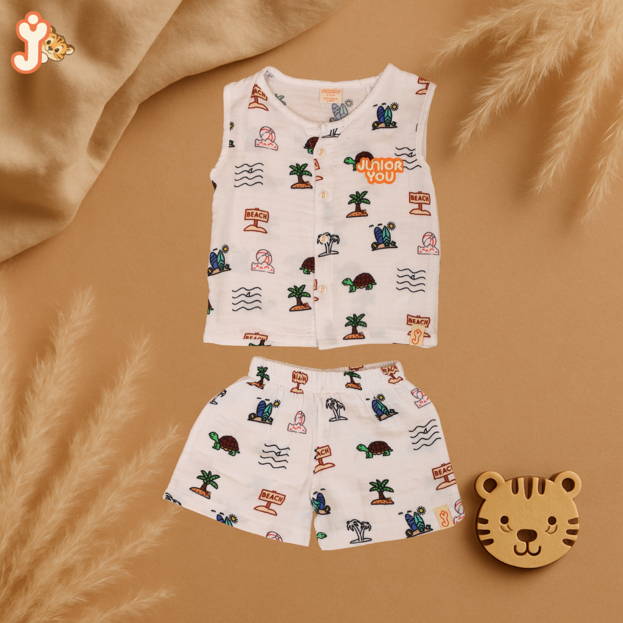 Junioryou Organic Cotton muslin Jhabla set with Shorts (Unisex) - Sandy Toes Holiday
