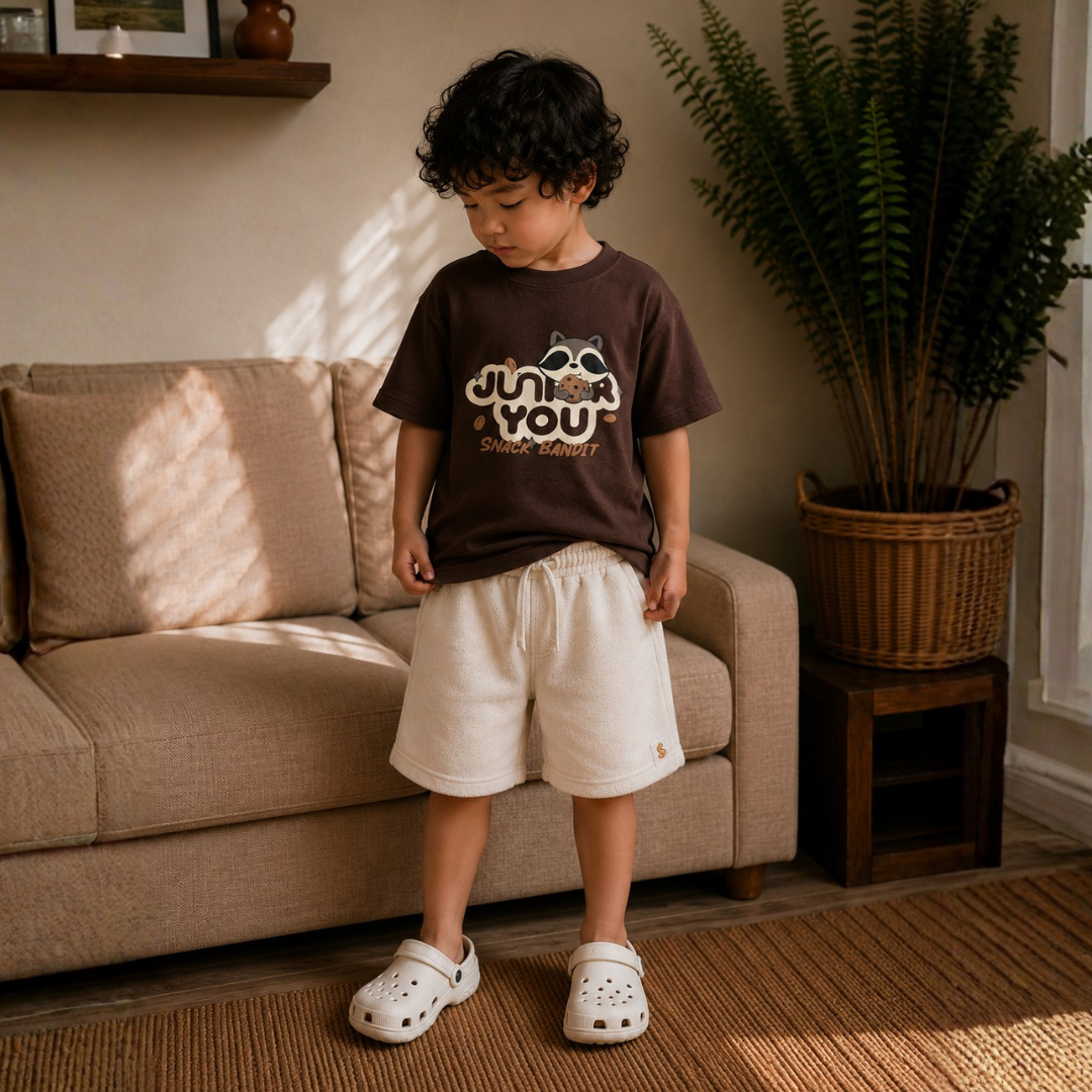 Snack Bandit Co-ord Set with Beige Shorts
