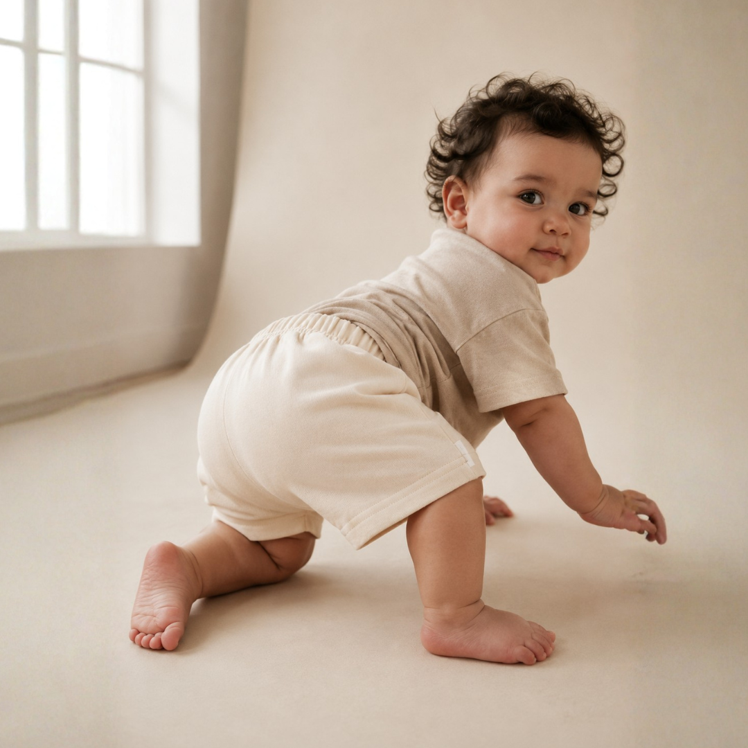 Understated Diaper Shorts - Biege
