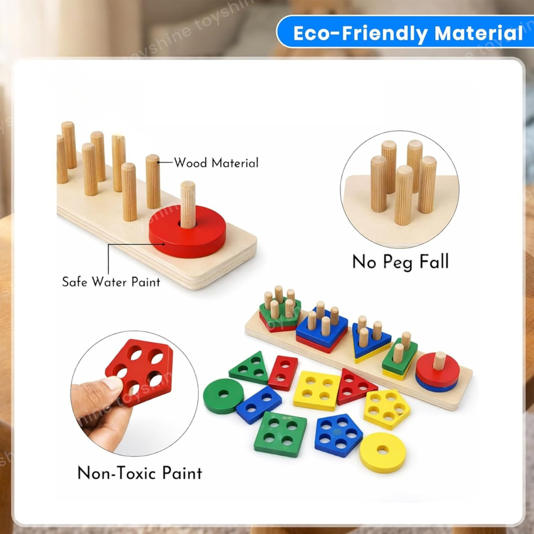 Wooden Angle Geometric Blocks Stacker