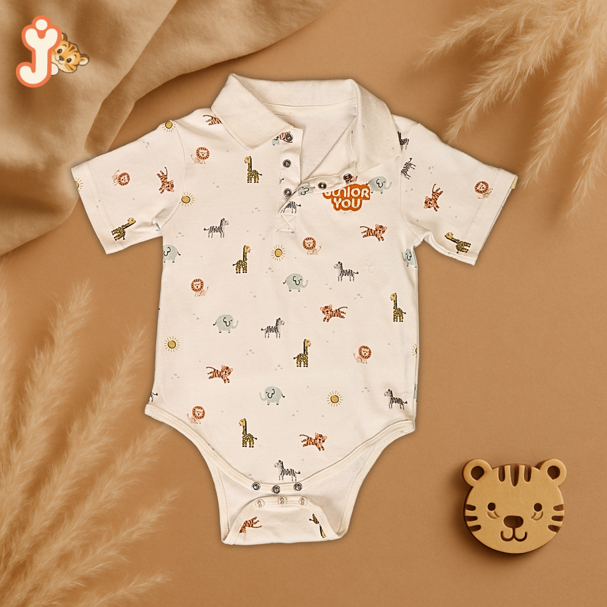 Junioryou Organic Cotton Collared Onesie (Unisex) - Wild Wonders