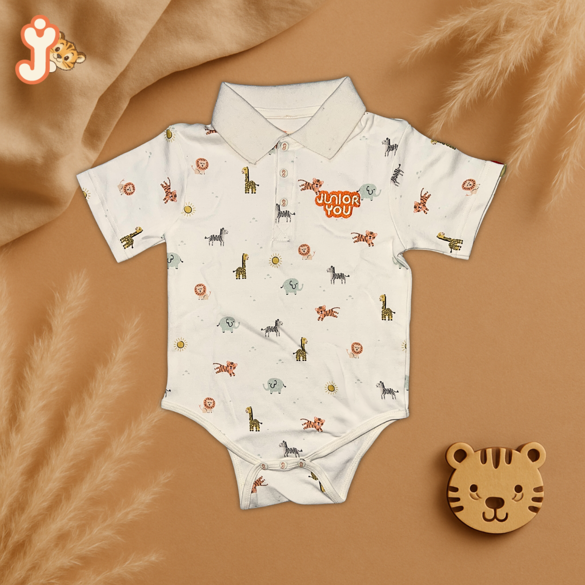Junioryou Organic Cotton Collared Onesie (Unisex) - Wild Wonders