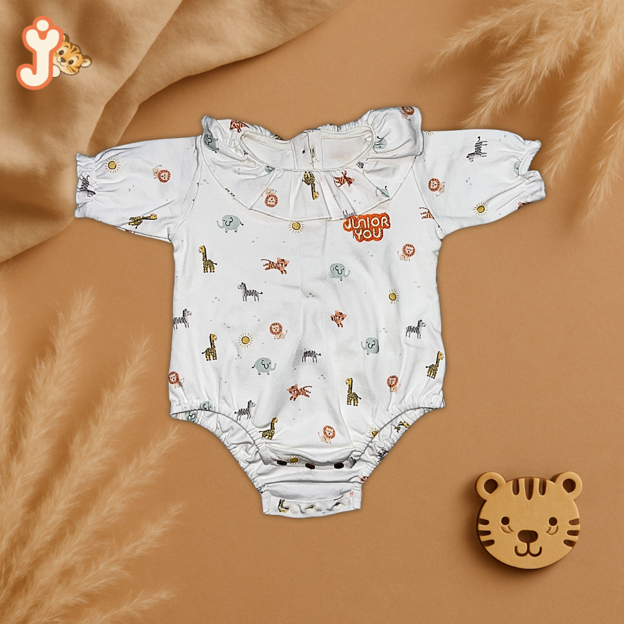 Junioryou Organic Cotton Ruffeled Onesie for girls - Wild Wonders