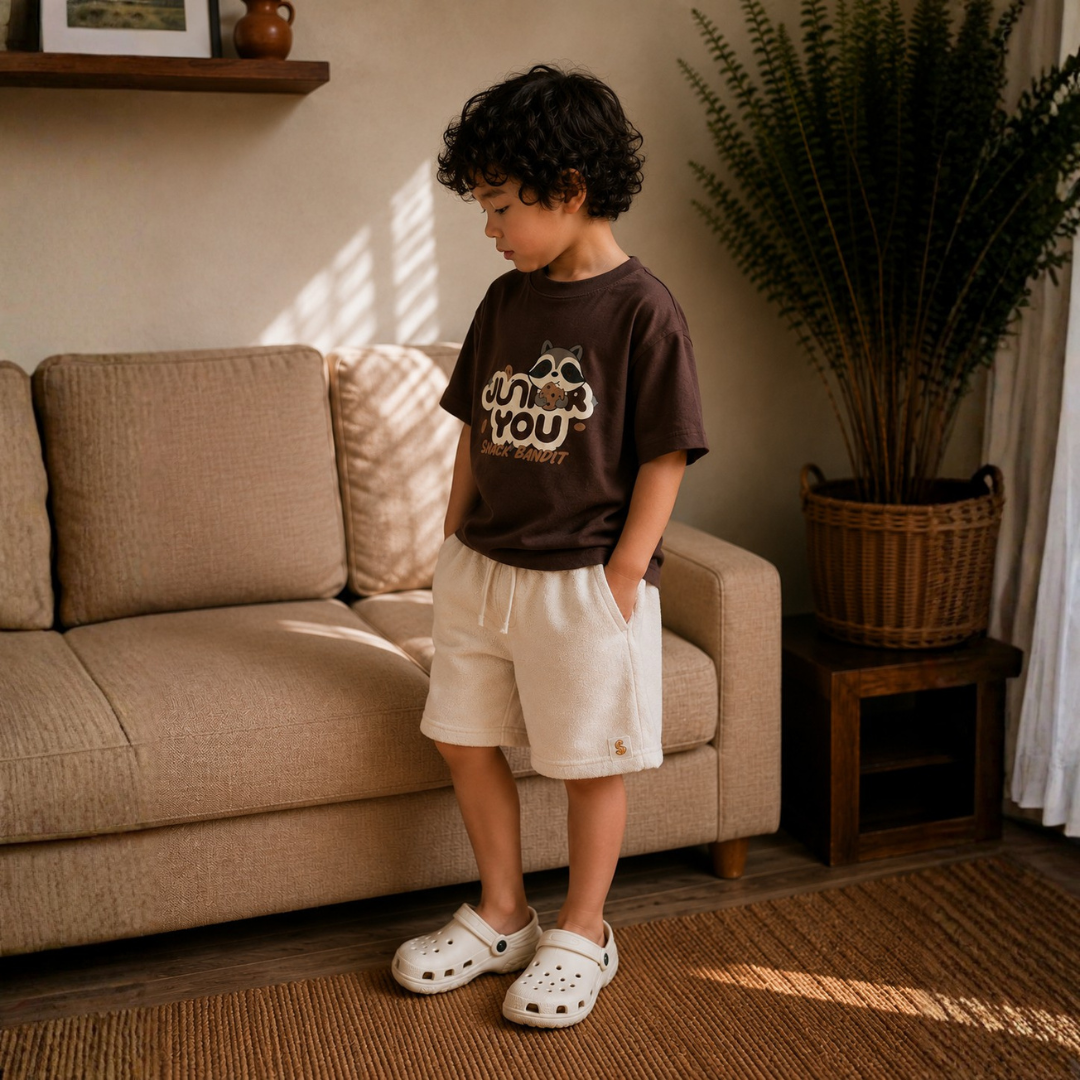 Snack Bandit Co-ord Set with Beige Shorts