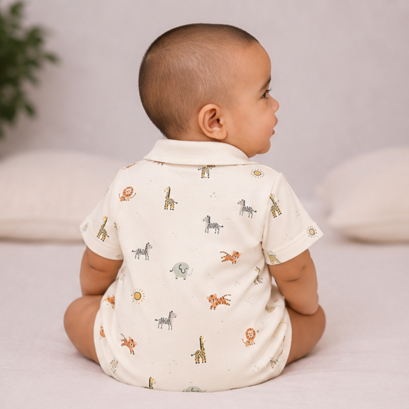 Organic Cotton Collared Onesie for baby (Unisex) - Wild Wonders