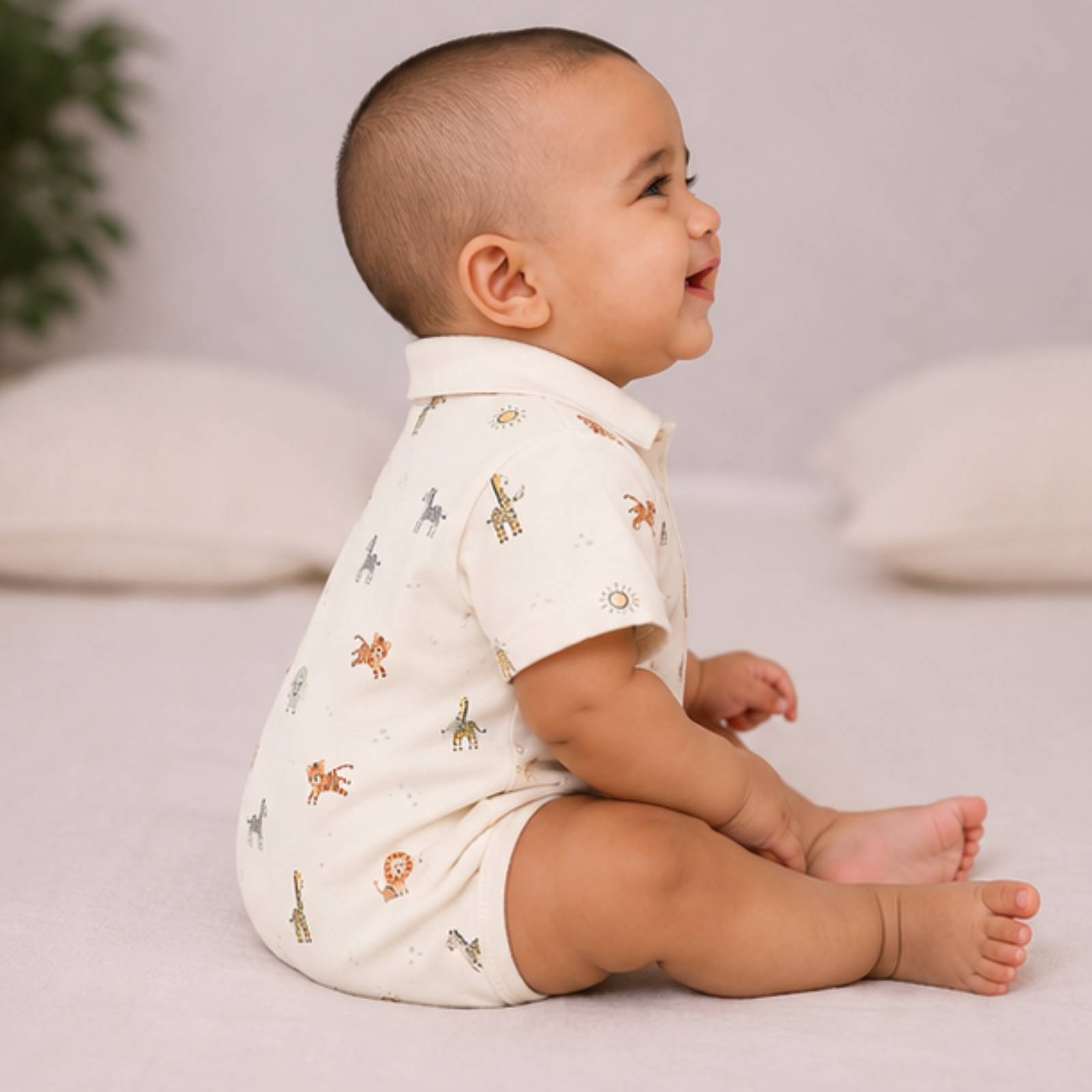 Organic Cotton Collared Onesie for baby (Unisex) - Wild Wonders
