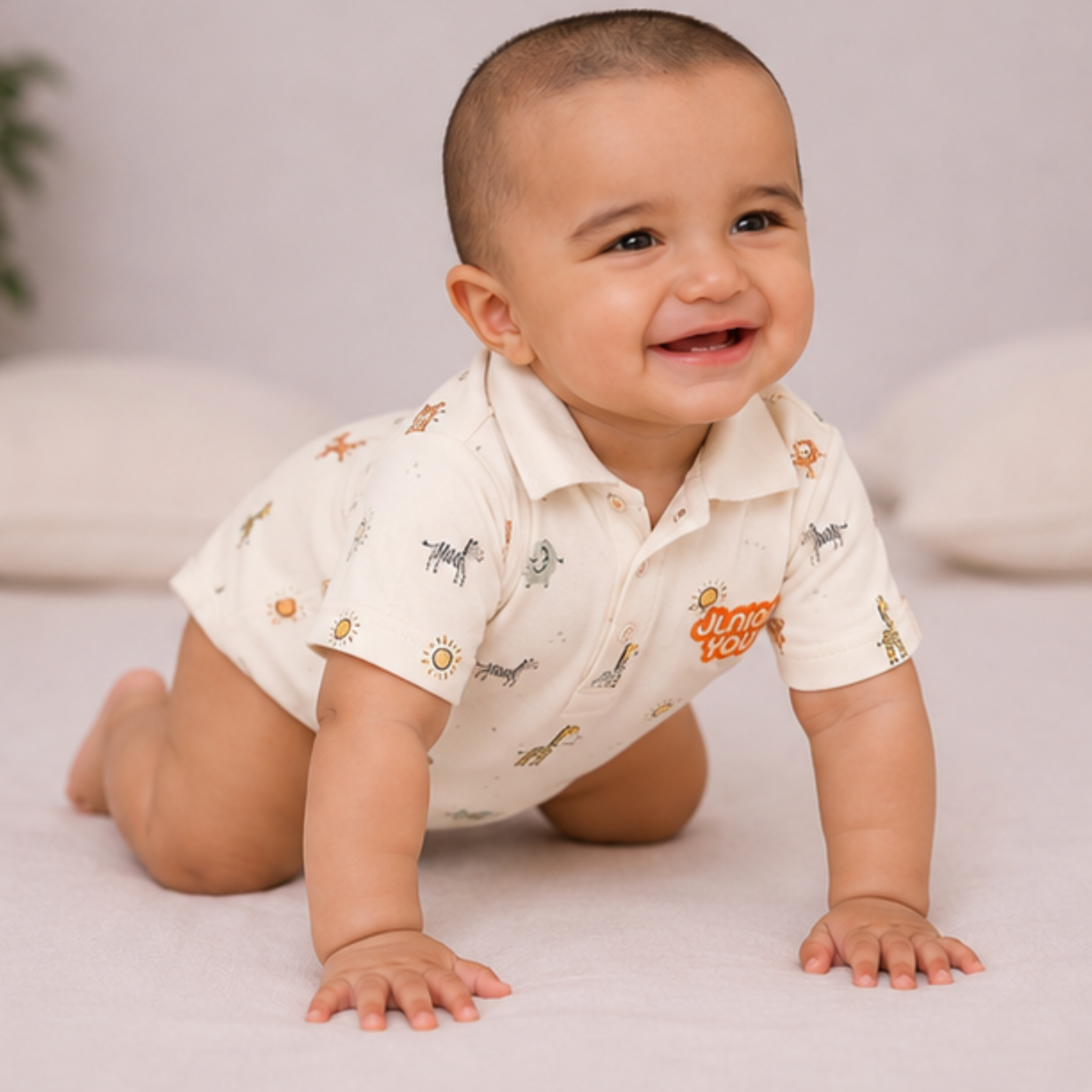 Organic Cotton Collared Onesie for baby (Unisex) - Wild Wonders