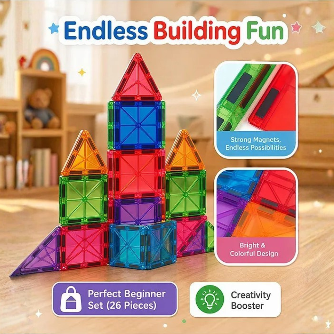 Colorful Magnetic Tiles for Kids