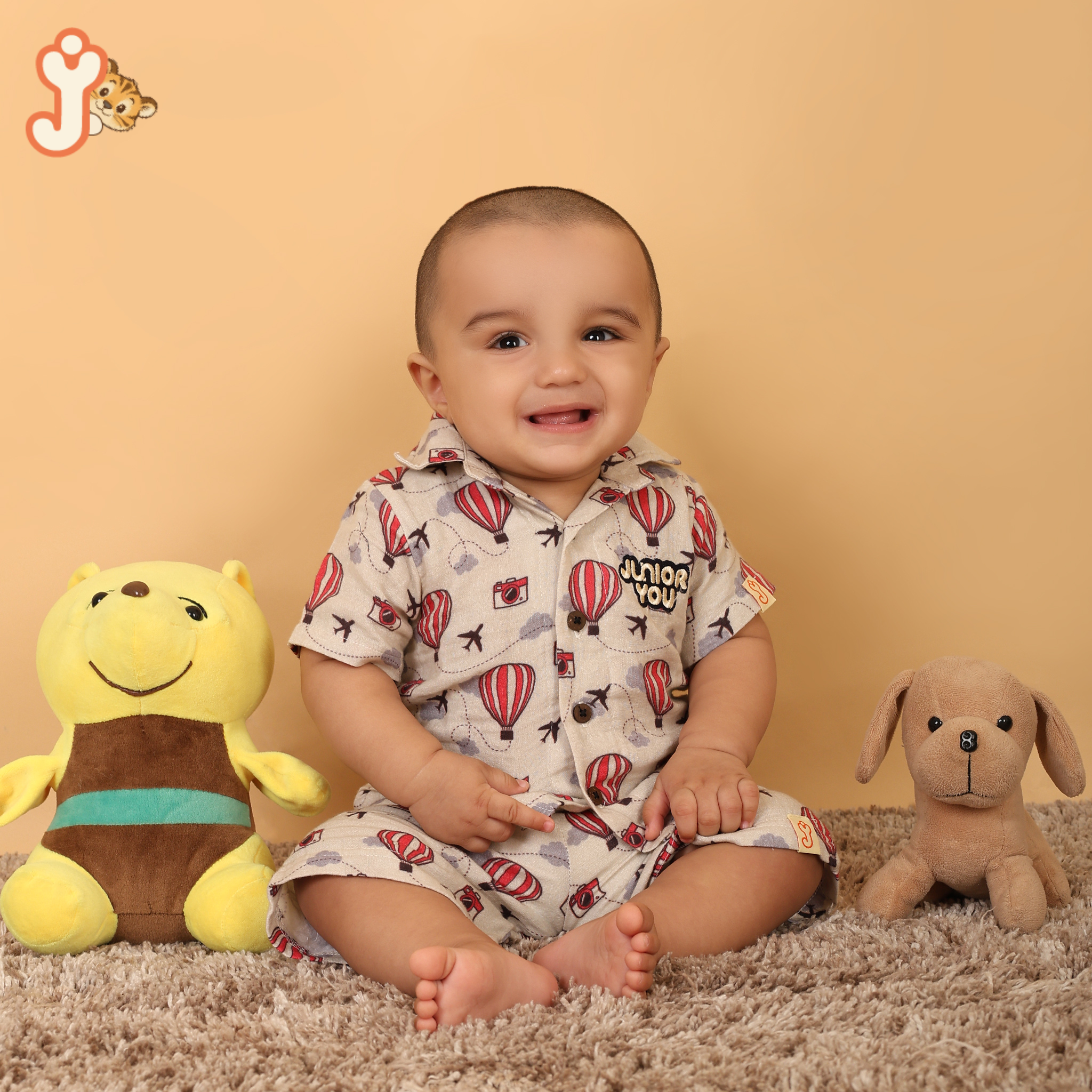 Junioryou Organic Cotton Muslin Shirt Co-ord set (Unisex) - Balloon Safari