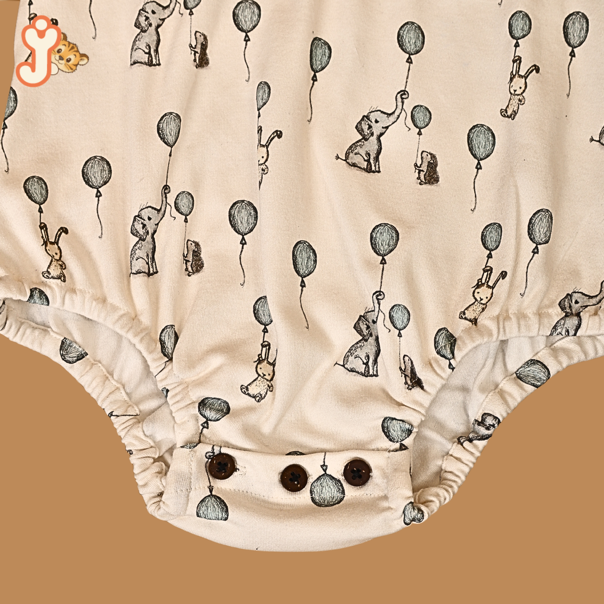 Junioryou Organic Cotton Ruffeled Onesie for girls - Elephant Airshow