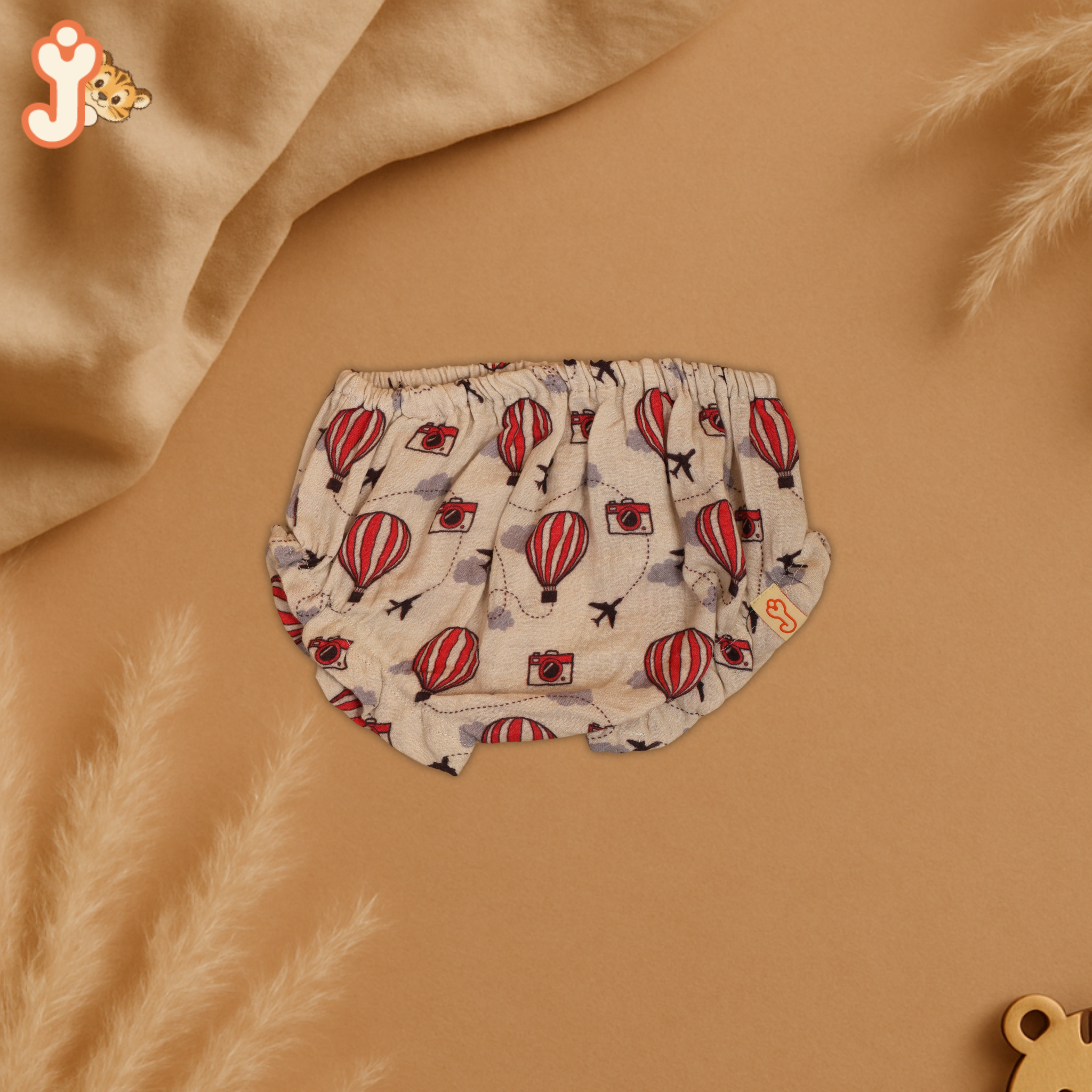 Junioryou Organic Cotton muslin Jhabla set with Bloomers (Unisex) - Balloon Safari