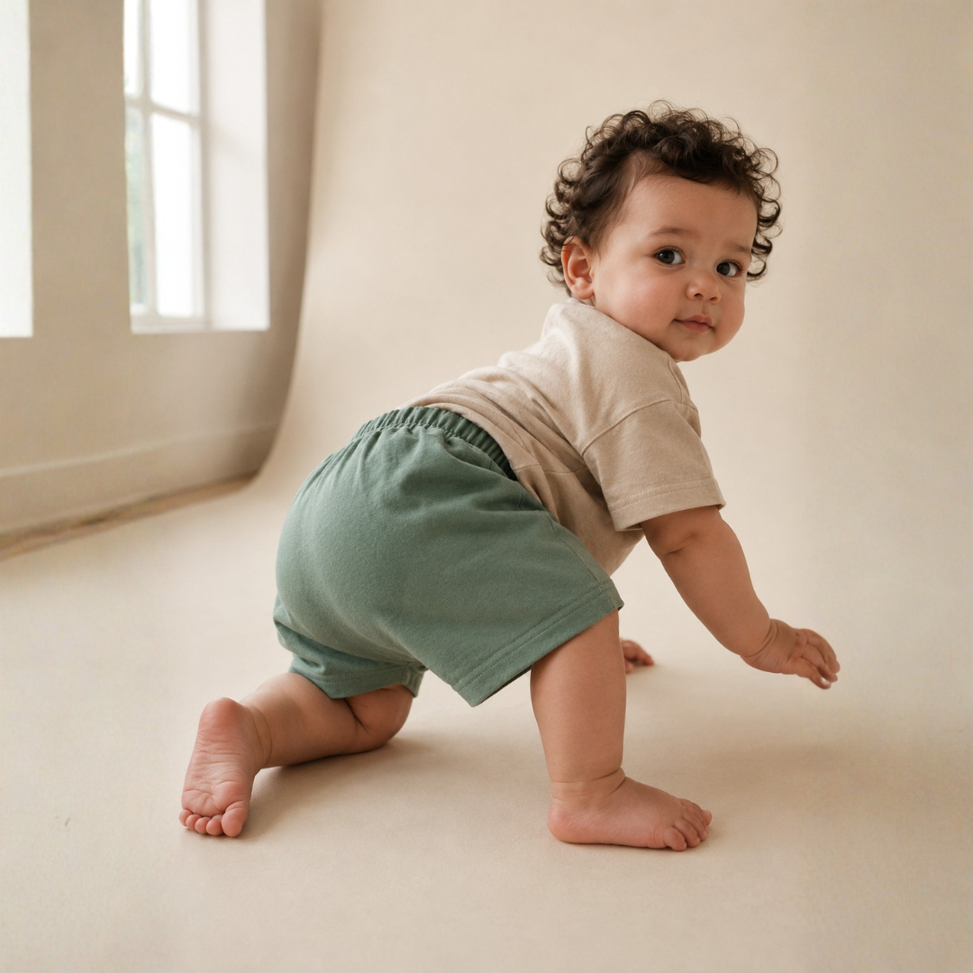 Understated Diaper Shorts - Green