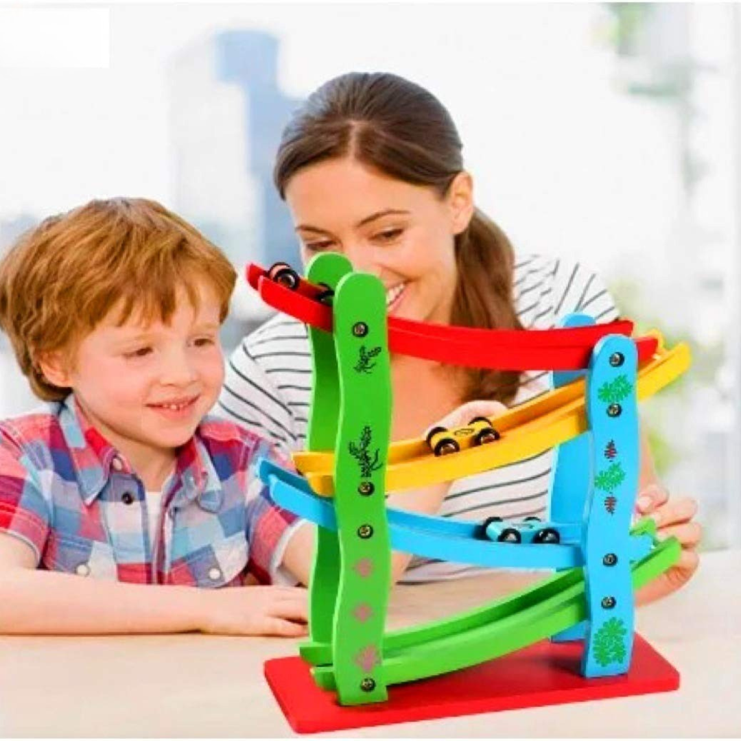 Wooden Race Track with Wooden Cars