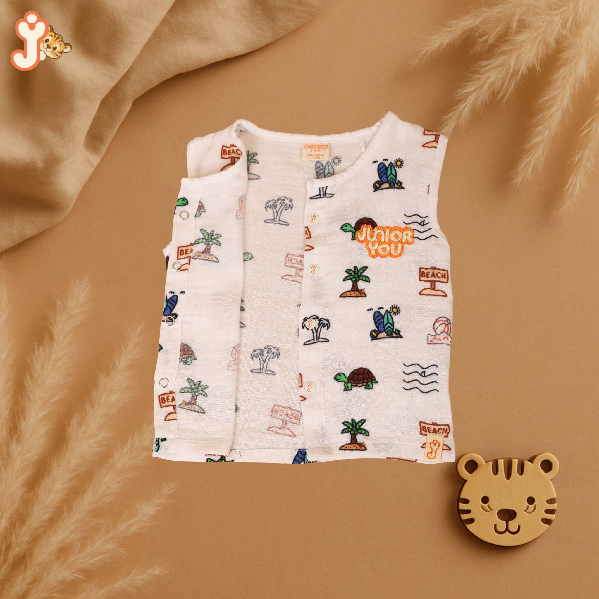Junioryou Organic Cotton muslin Jhabla set with Bloomers (Unisex) - Sandy Toes Holiday