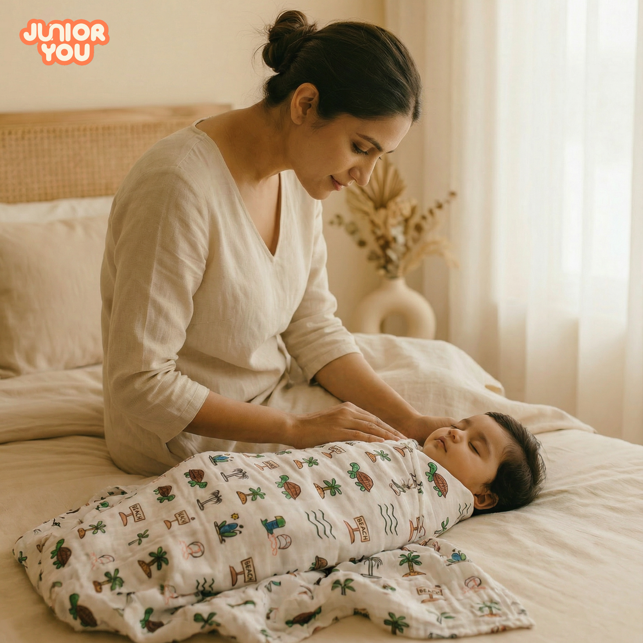 Organic Cotton muslin Swaddle for babies - Sandy Toes Holiday