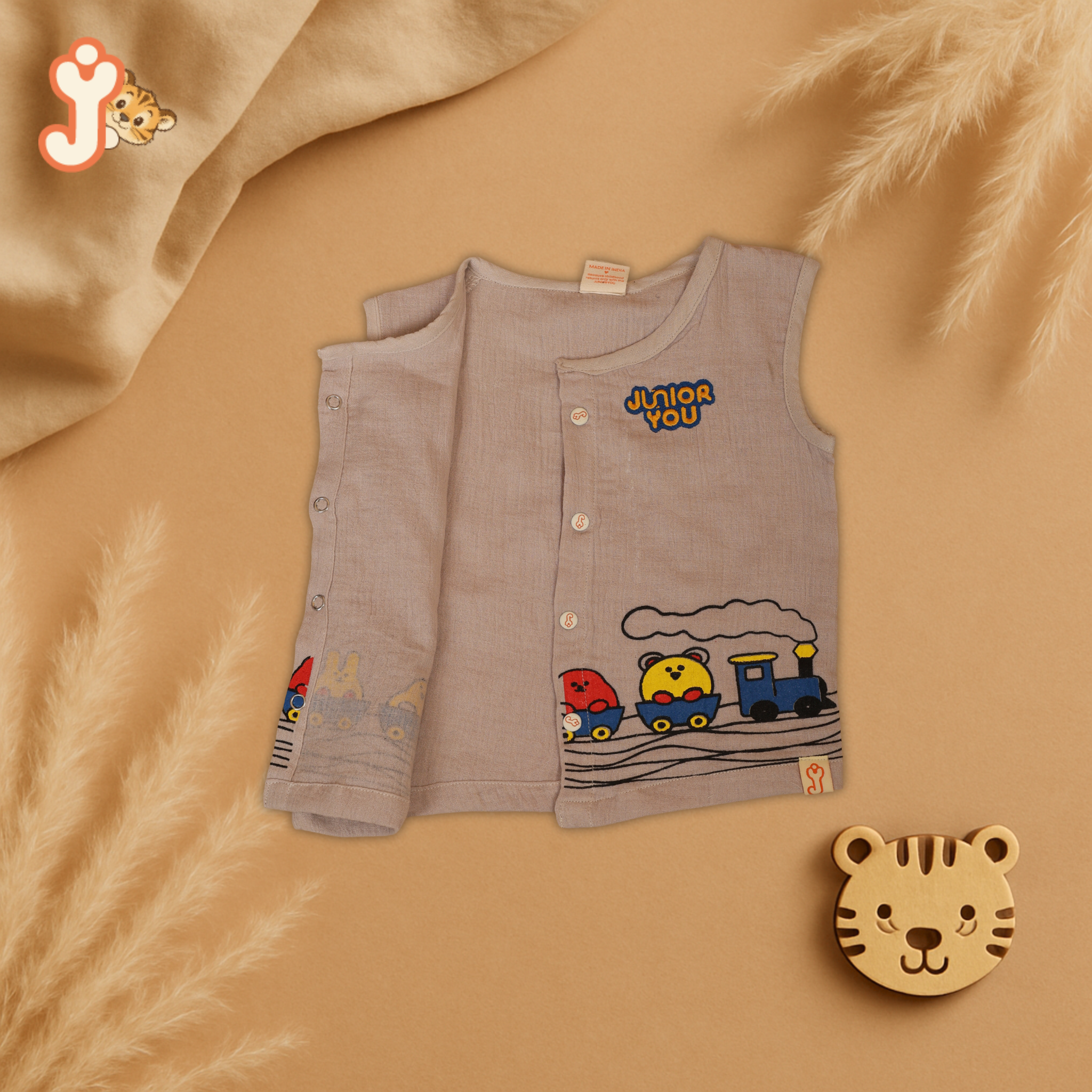 Junioryou Organic Cotton muslin Jhabla set with Shorts (Unisex) - Junioryou Express