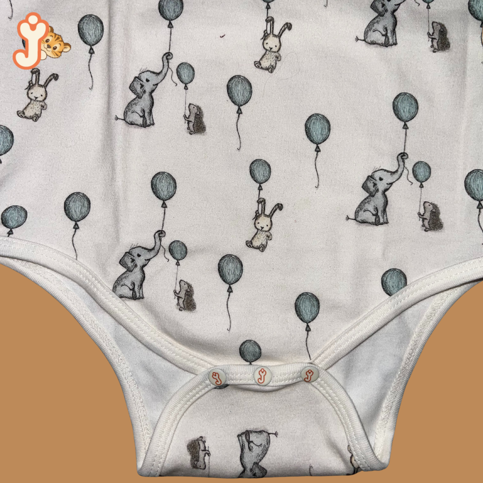 Junioryou Organic Cotton Collared Onesie (Unisex) - Elephant Airshow