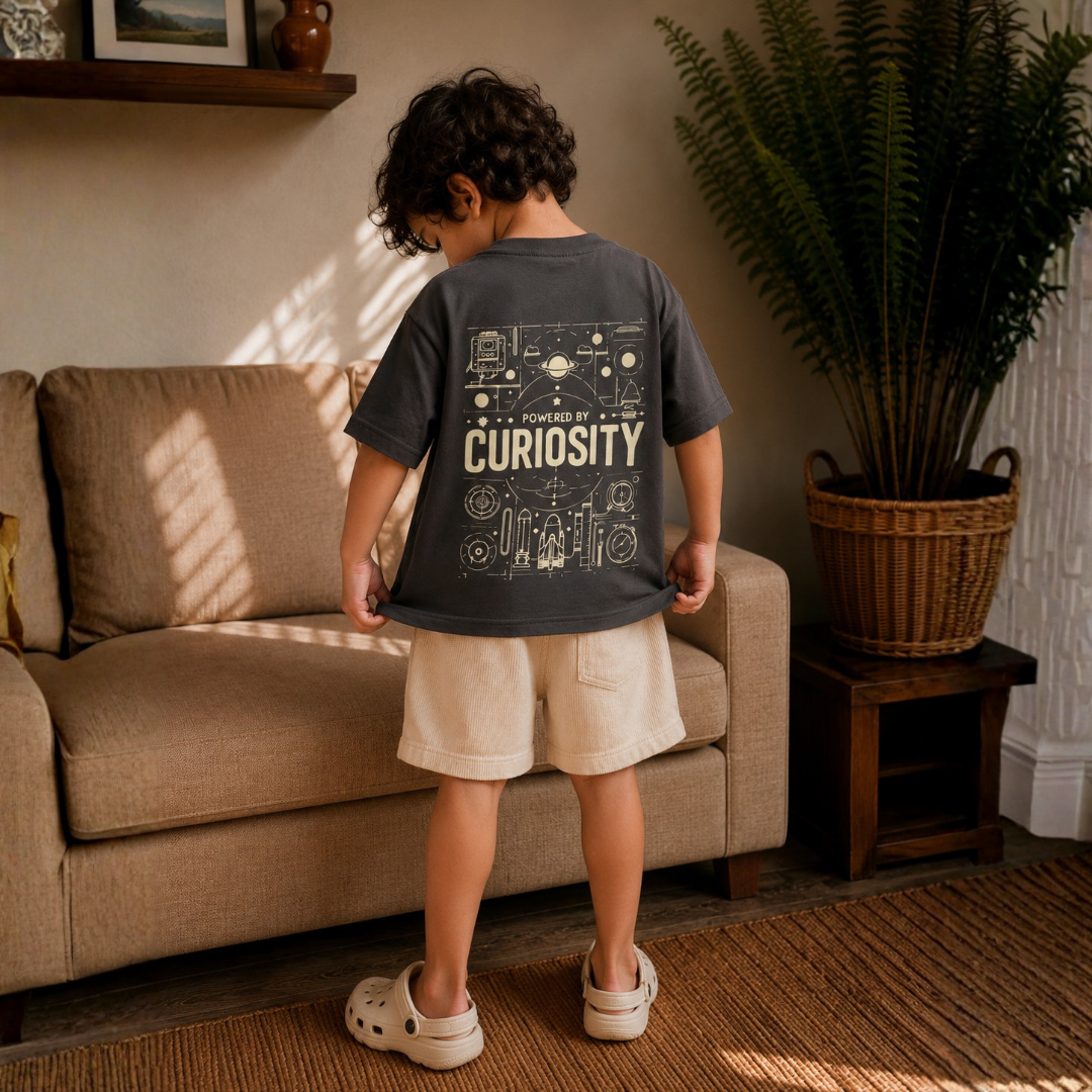 Powered By Curiosity Co-ord Set with Beige Shorts