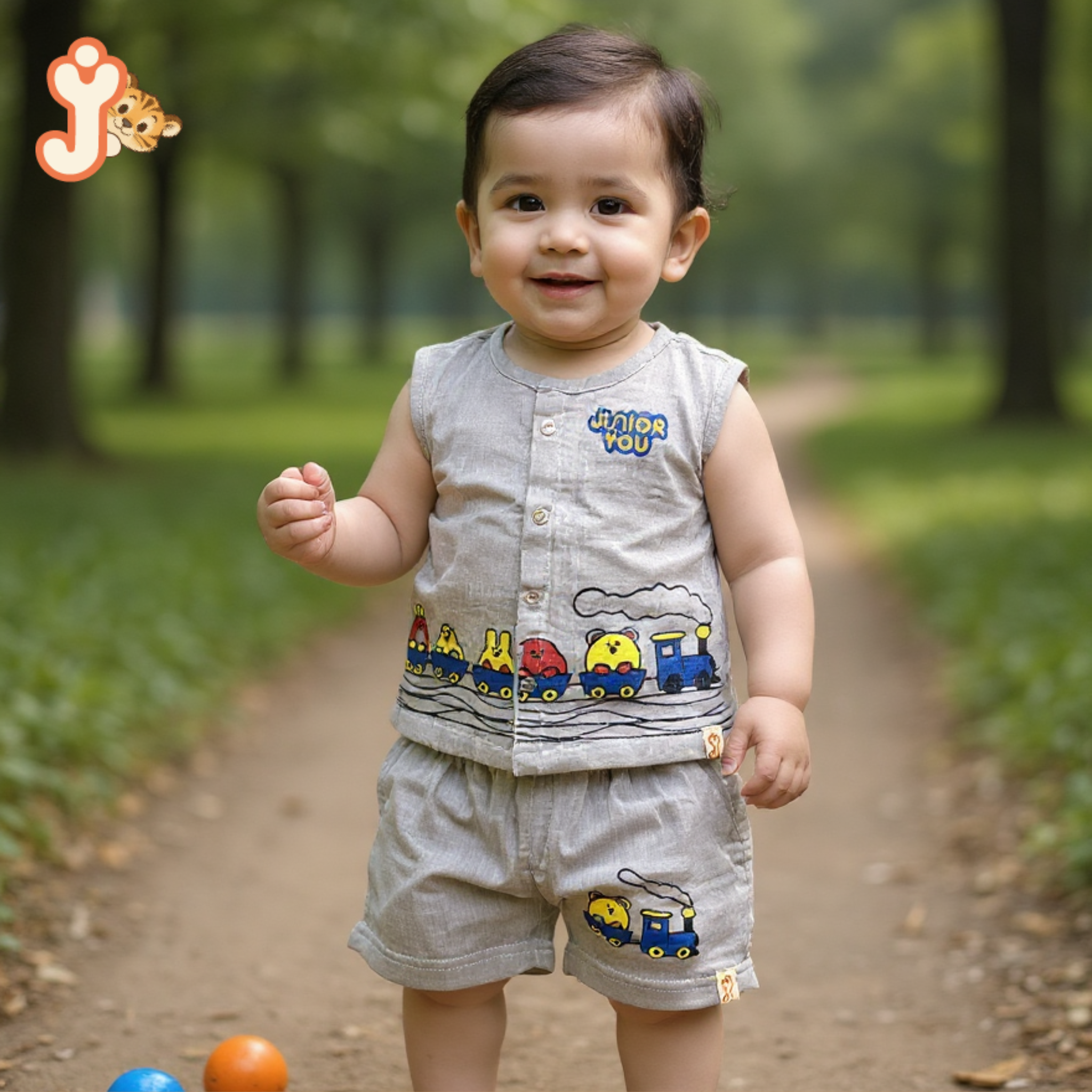Junioryou Organic Cotton muslin Jhabla set with Shorts (Unisex) - Junioryou Express