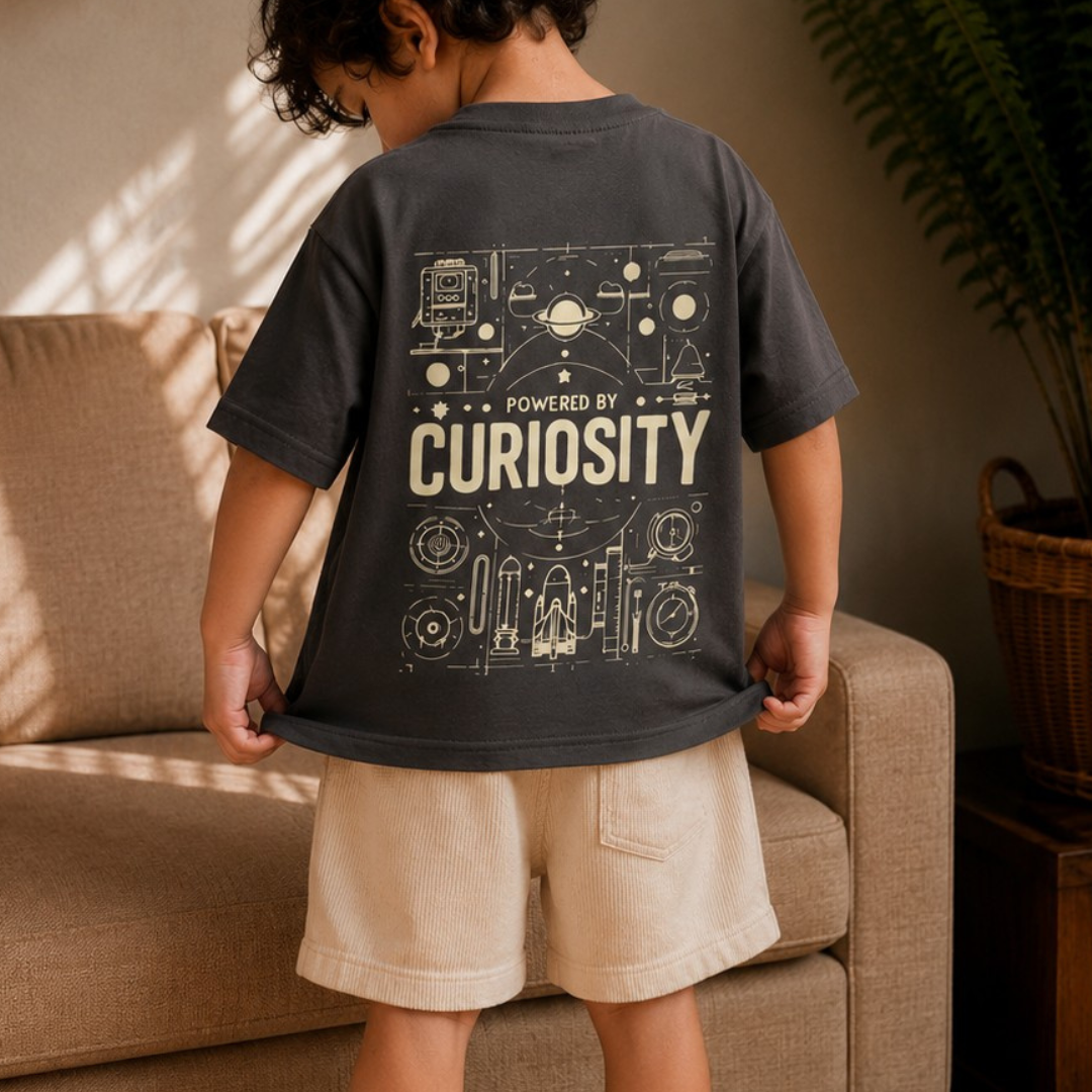 Powered By Curiosity Co-ord Set with Beige Shorts