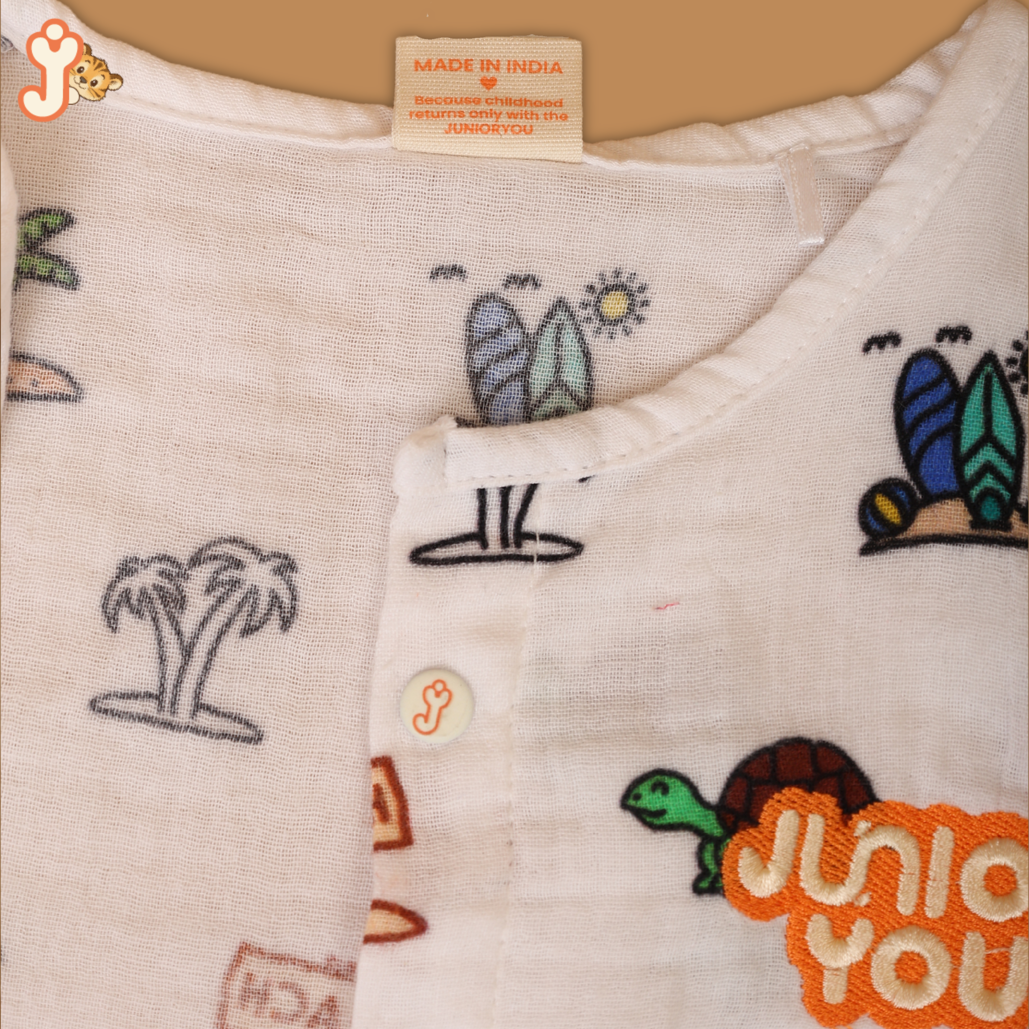 Junioryou Organic Cotton muslin Jhabla set with Shorts (Unisex) - Sandy Toes Holiday
