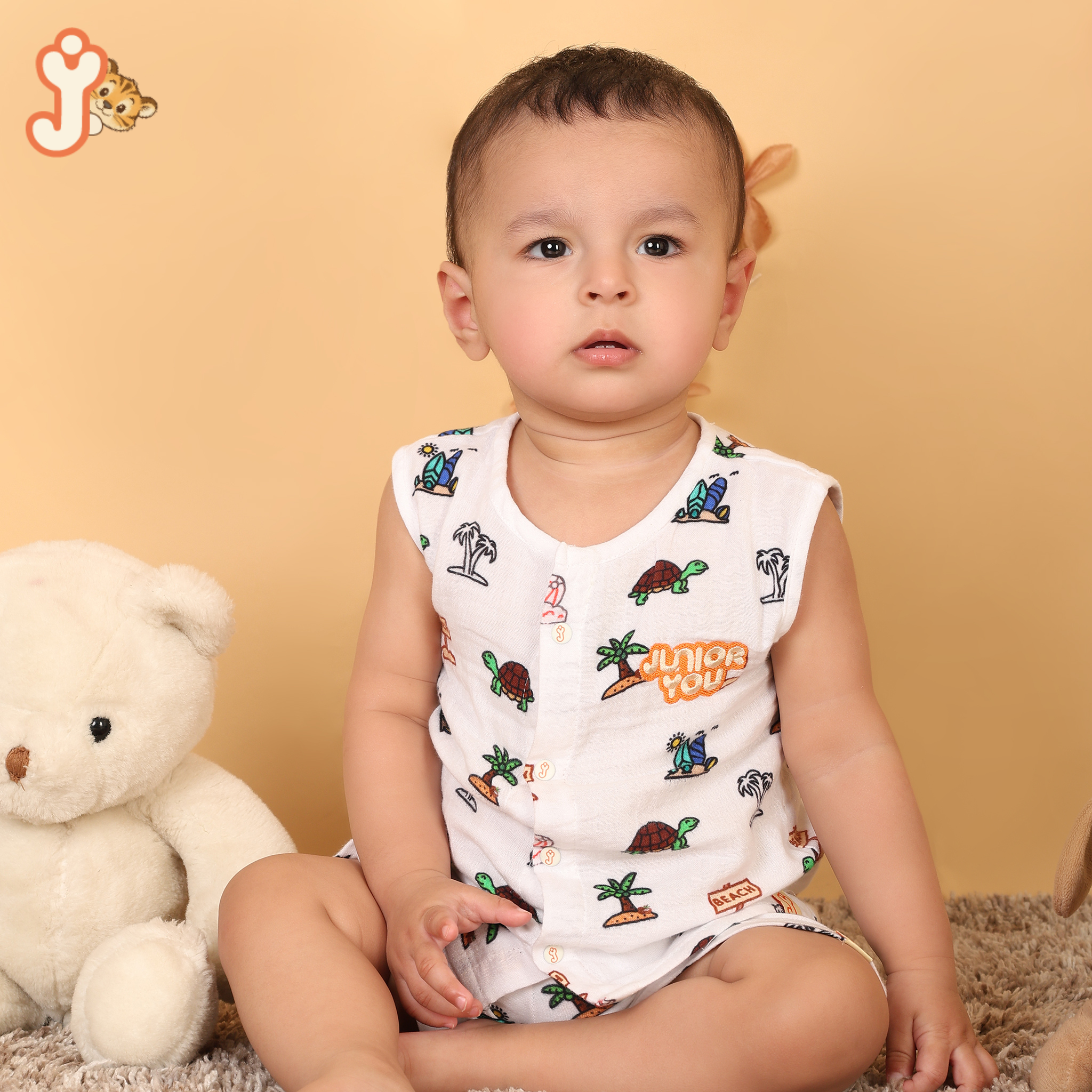 Junioryou Organic Cotton muslin Jhabla set with Shorts (Unisex) - Sandy Toes Holiday