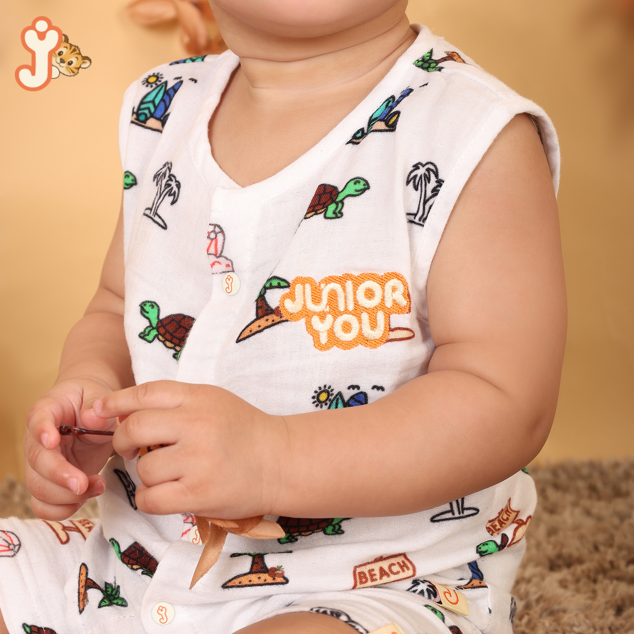 Junioryou Organic Cotton muslin Jhabla set with Shorts (Unisex) - Sandy Toes Holiday