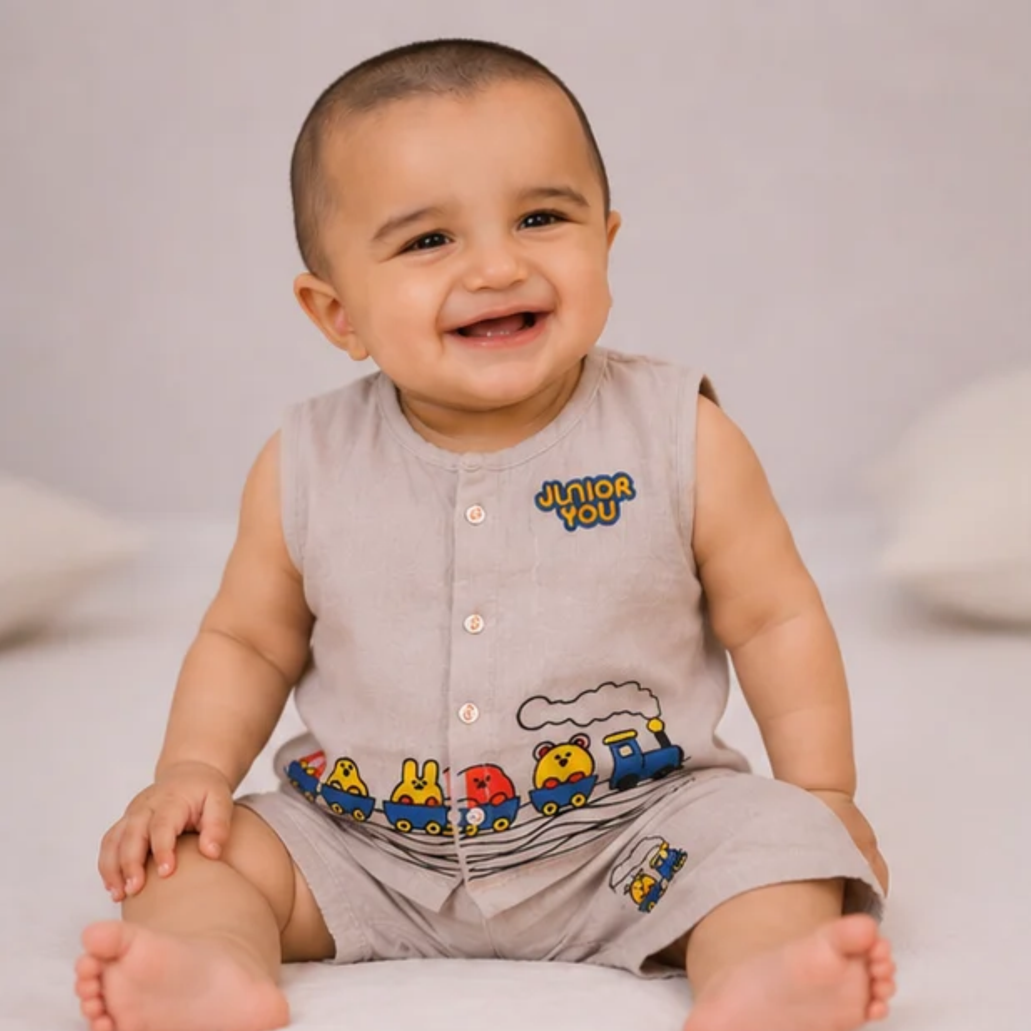 Organic Cotton muslin Jhabla set with Shorts for baby (Unisex) - Junioryou Express