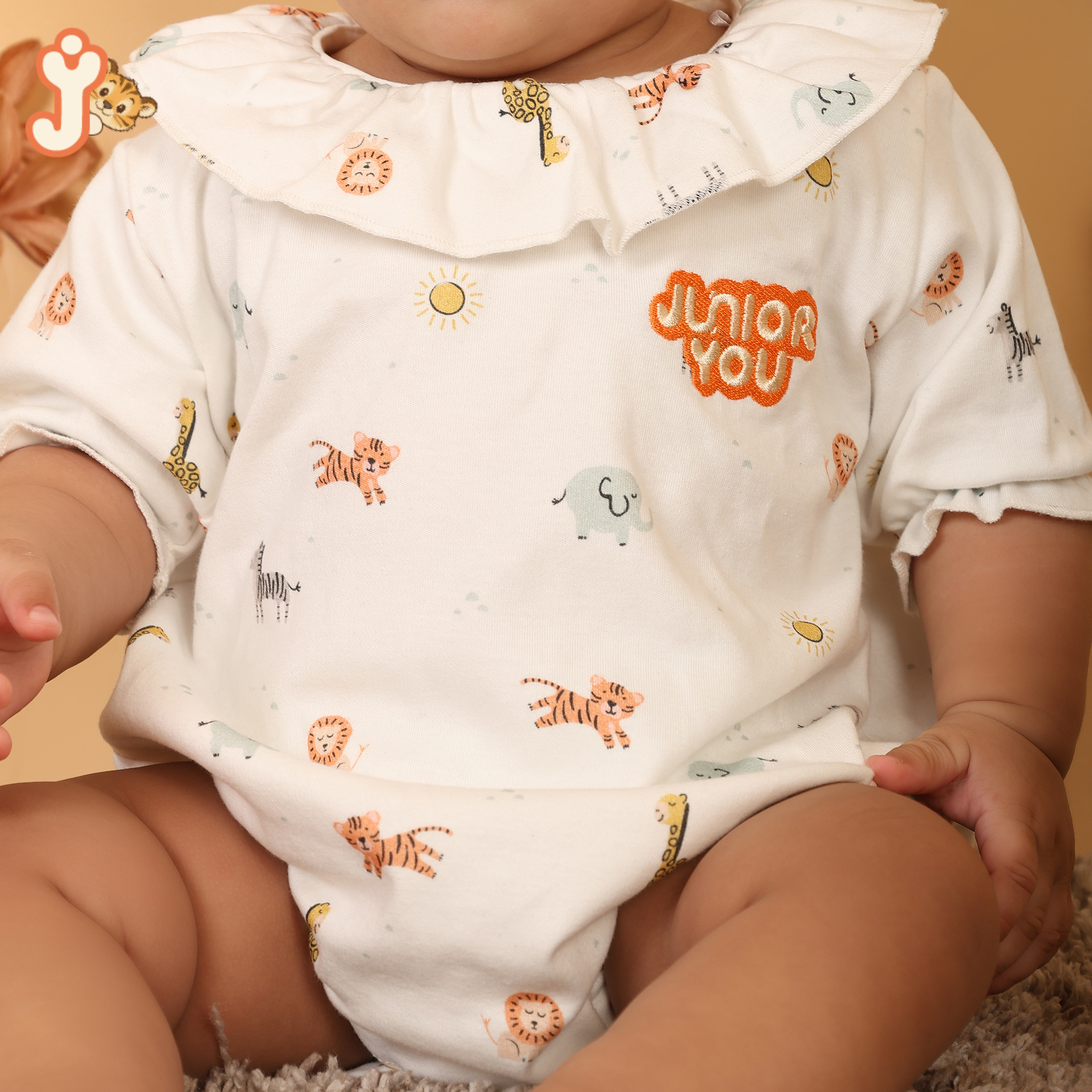 Junioryou Organic Cotton Ruffeled Onesie for girls - Wild Wonders