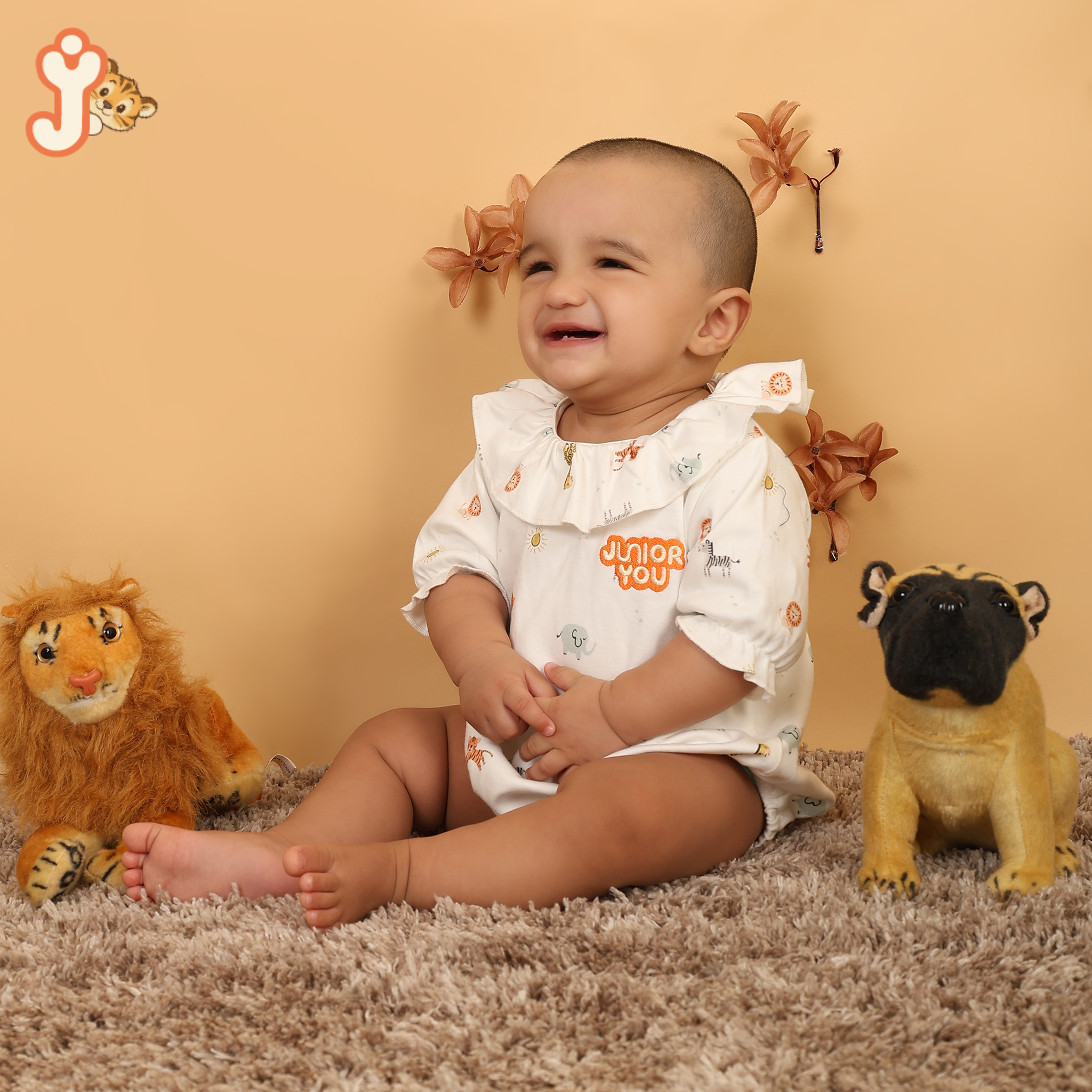 Junioryou Organic Cotton Ruffeled Onesie for girls - Wild Wonders