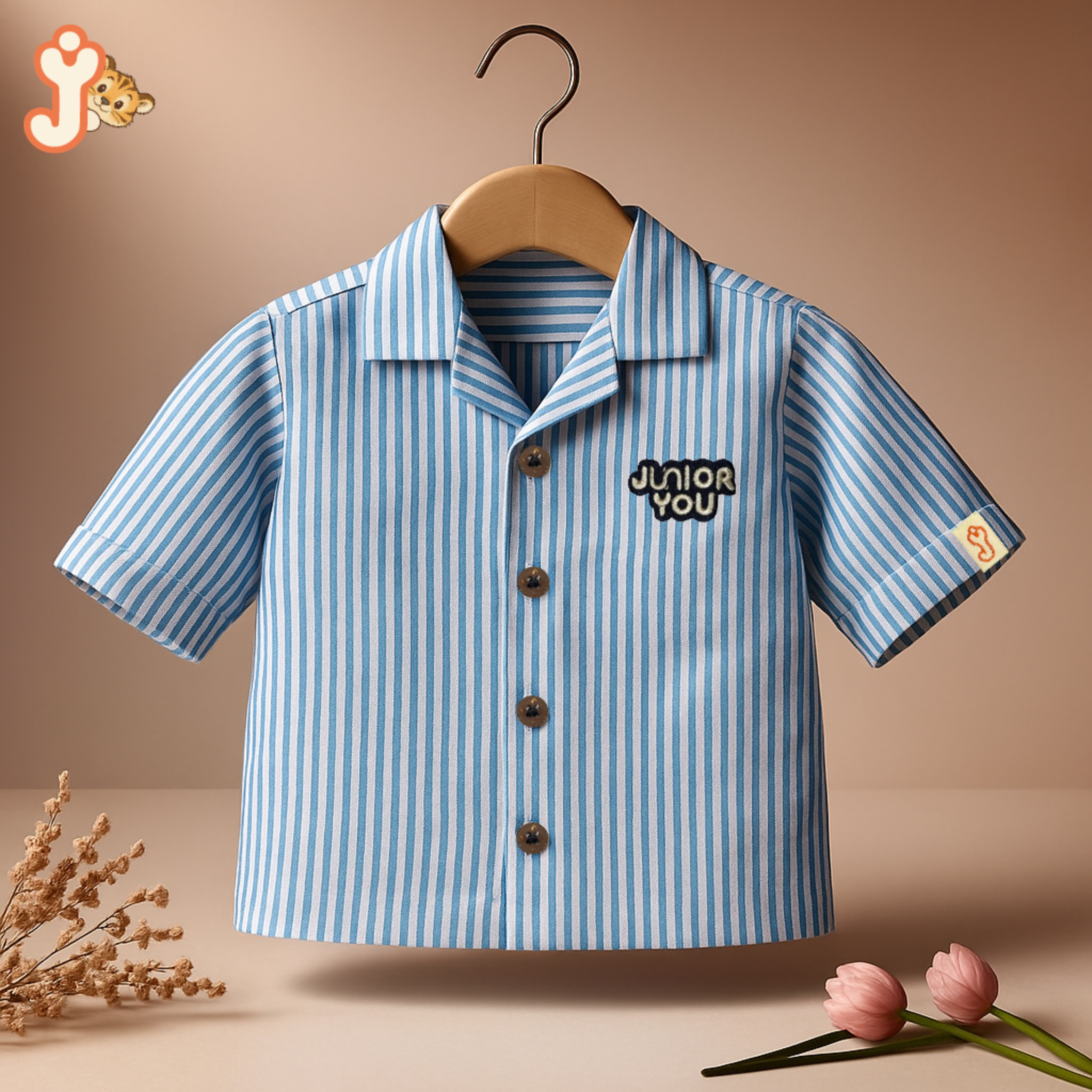 Junioryou Organic Cotton Shirt Co-ord set (Unisex) - Little Voyagers Blue Striped