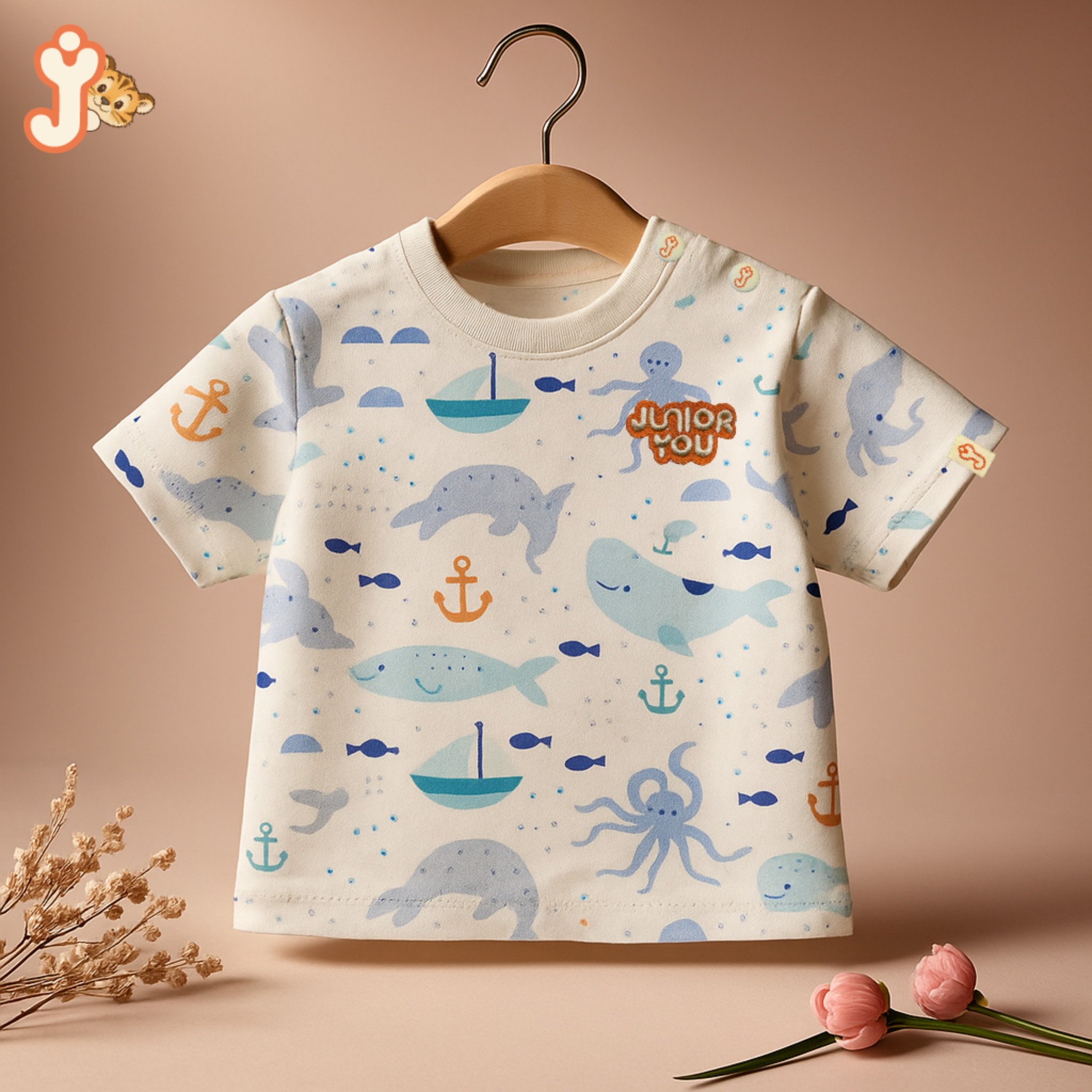 Junioryou Organic Cotton T-shirt Co-ord set (Unisex) - Aquatales Adventure
