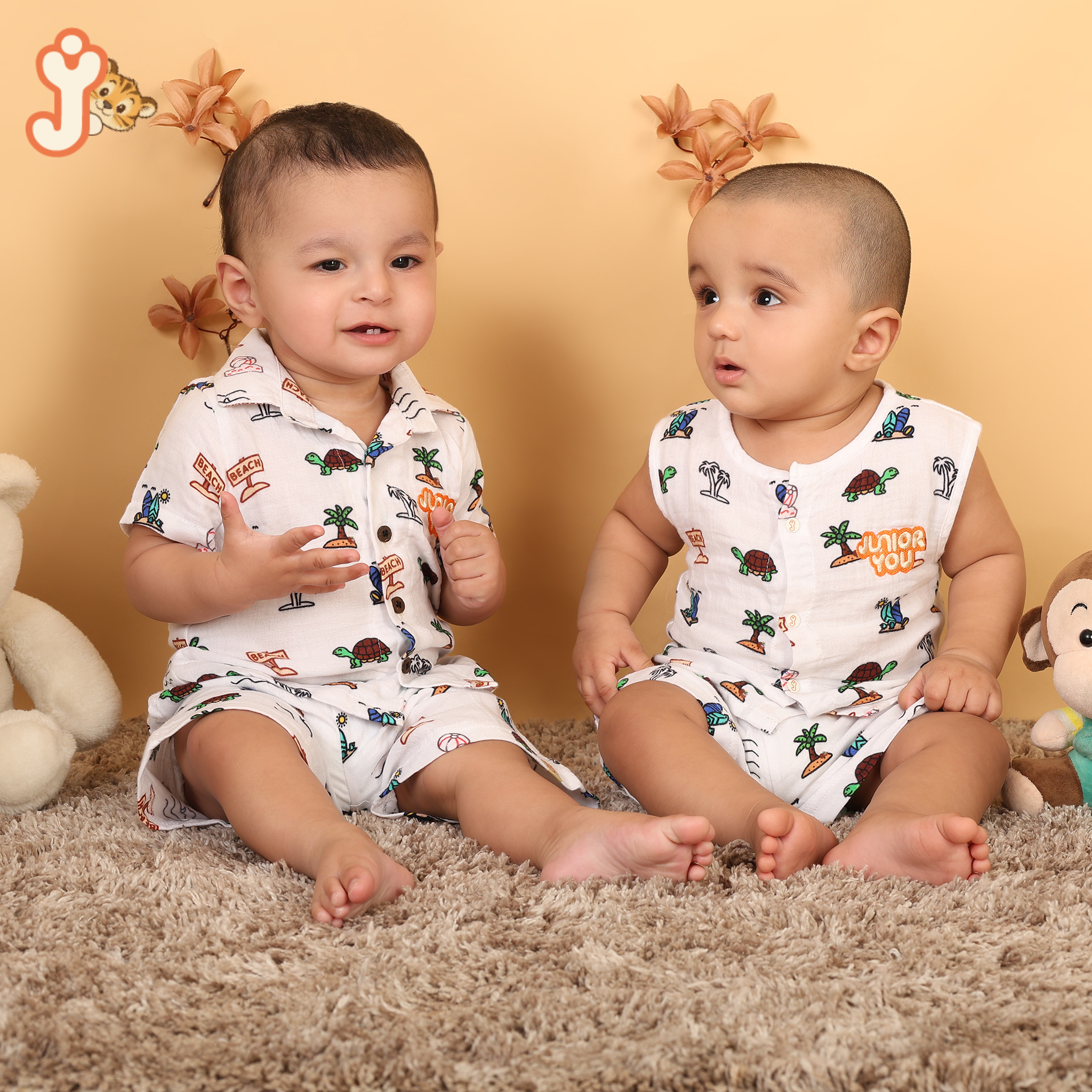 Junioryou Organic Cotton muslin Jhabla set with Bloomers (Unisex) - Sandy Toes Holiday