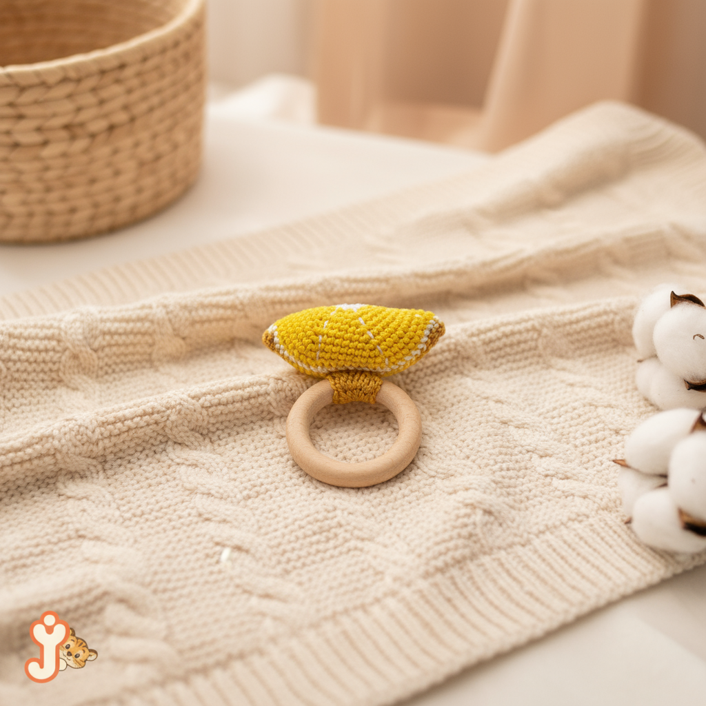 Junioryou Wooden handcrafted Crochet Rattle Toy for Babies