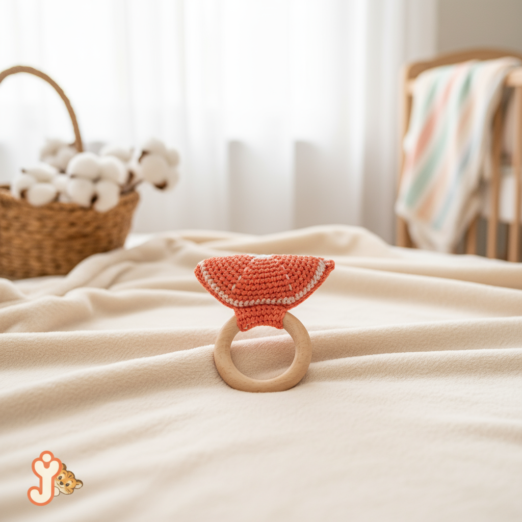 Junioryou Wooden handcrafted Crochet Rattle Toy for Babies