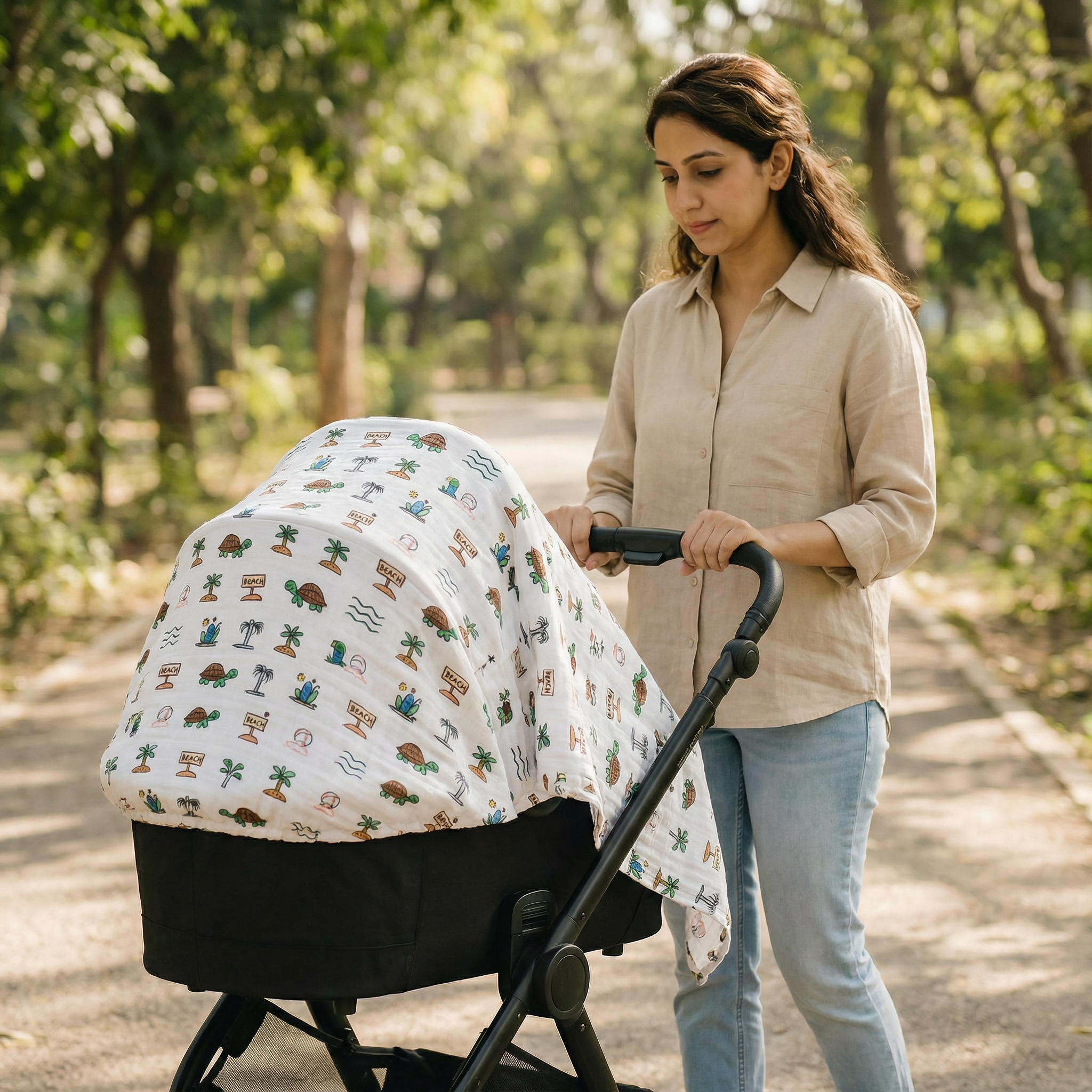 Organic Cotton muslin Swaddle for babies - Sandy Toes Holiday