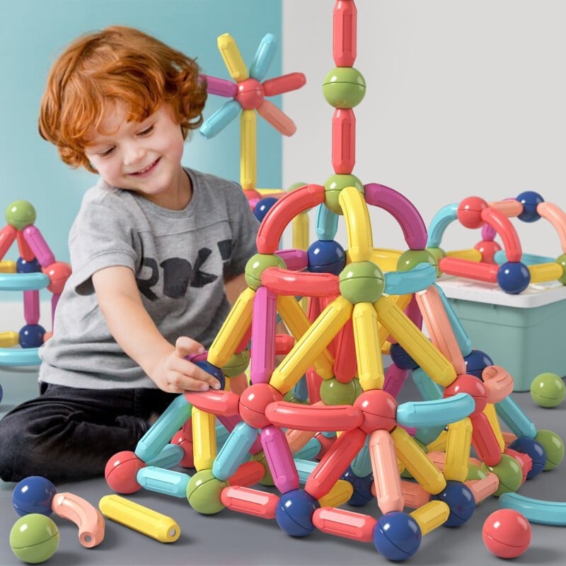 STEM Construction Game with Magnetic Sticks and Balls