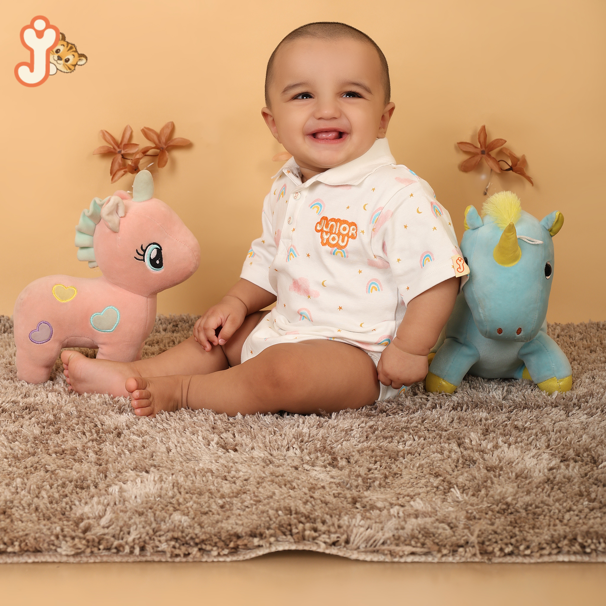Junioryou Organic Cotton Collared Onesie (Unisex) - Rainbow Dreams