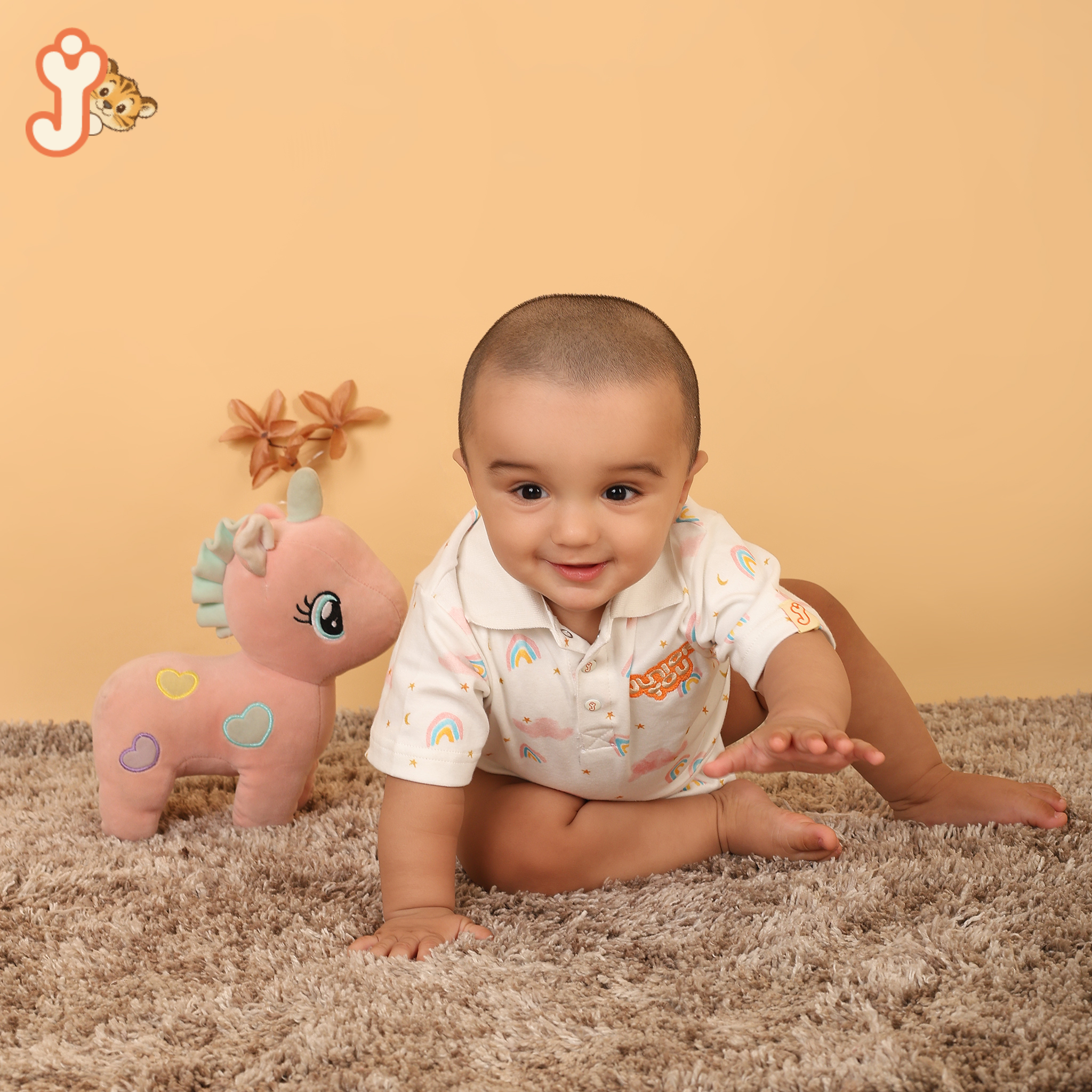 Junioryou Organic Cotton Collared Onesie (Unisex) - Rainbow Dreams